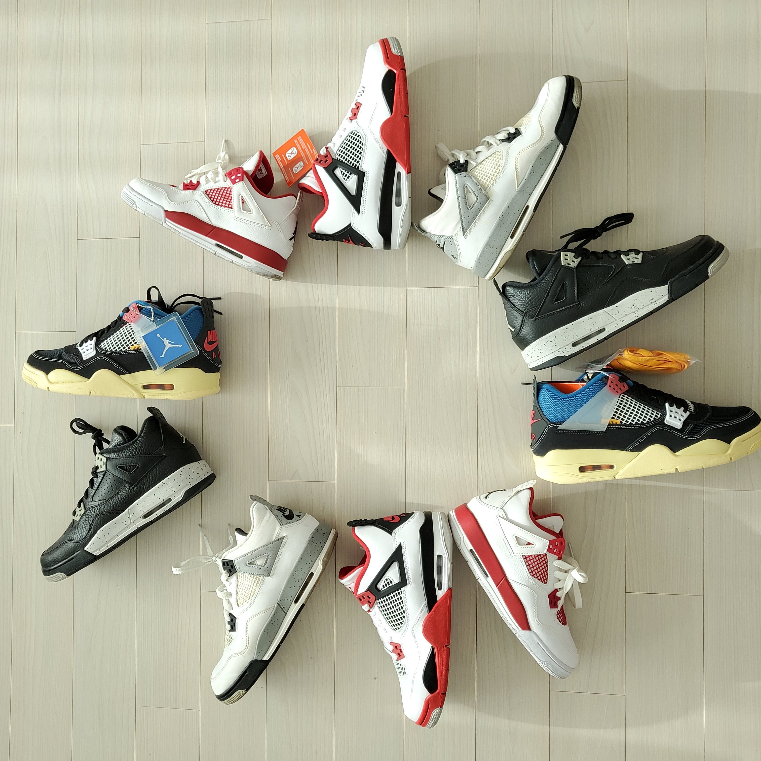 Jordan 4 Retro OG Fire Red 2020, Jordan 4 x Union Retro Off Noir 착용 스타일