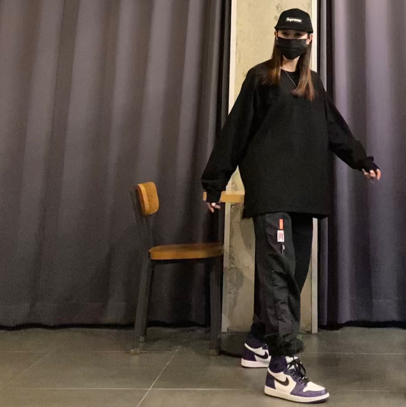 Supreme Wool Camp Cap Black - 20FW, Jordan 1 Retro High OG Court Purple 2020 착용 스타일