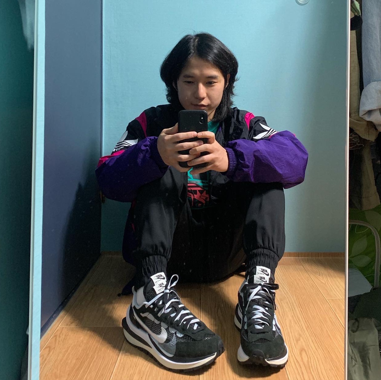 Nike x Sacai VaporWaffle Black White 착용 스타일