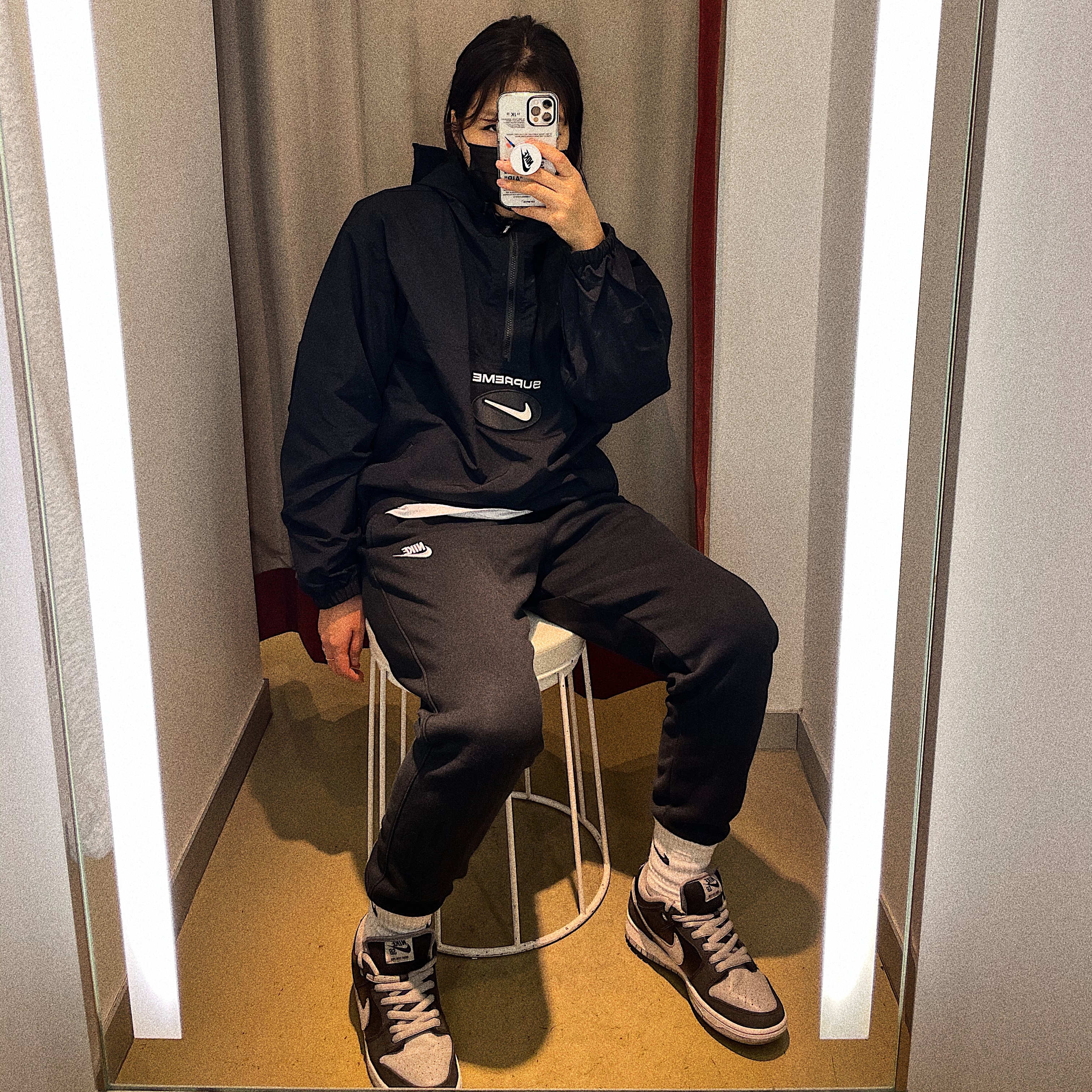 Supreme x Nike Jewel Reversible Ripstop Anorak Black - 20FW, Nike SB Dunk Low Pro Shadow 착용 스타일