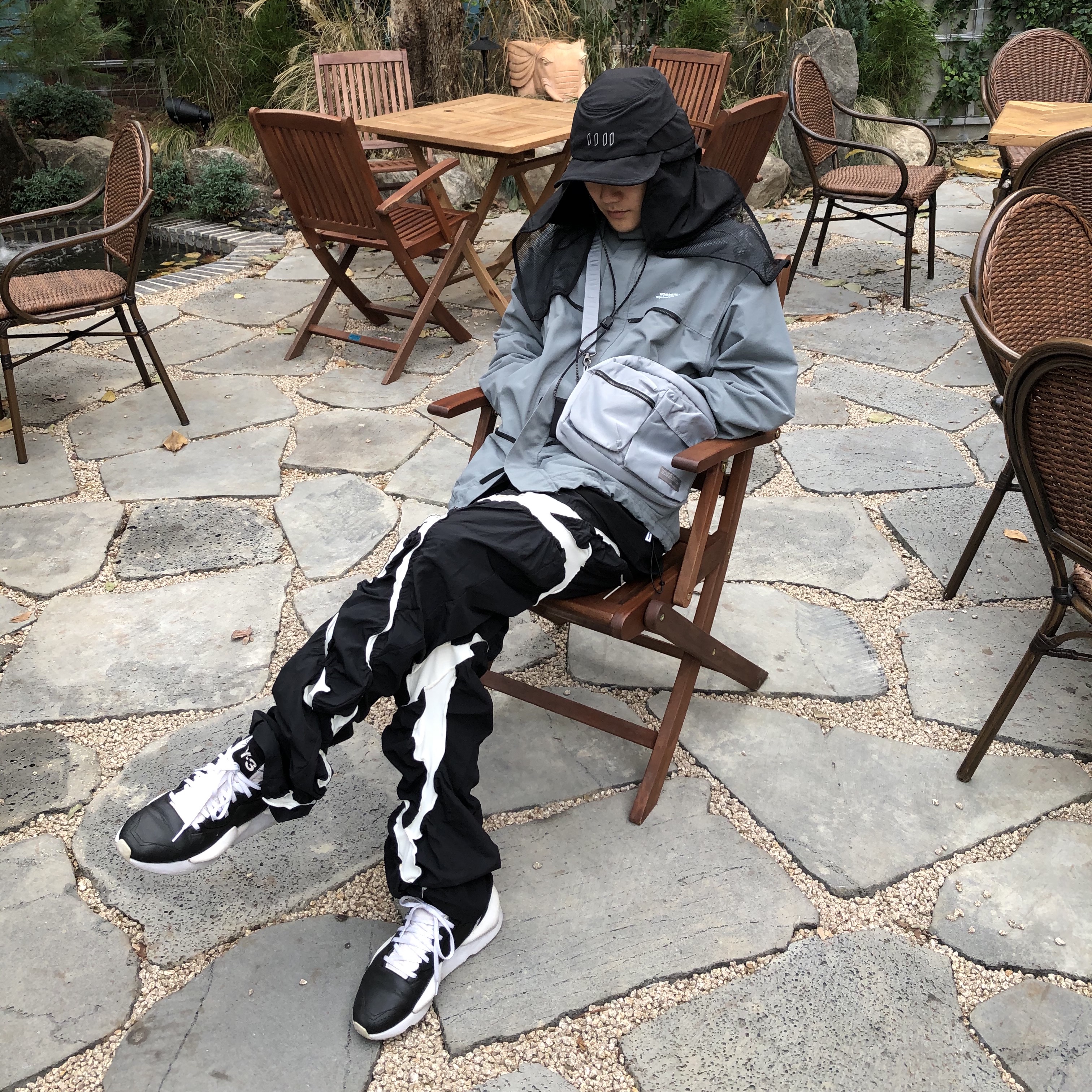 Y-3 Kaiwa Black White 착용 스타일