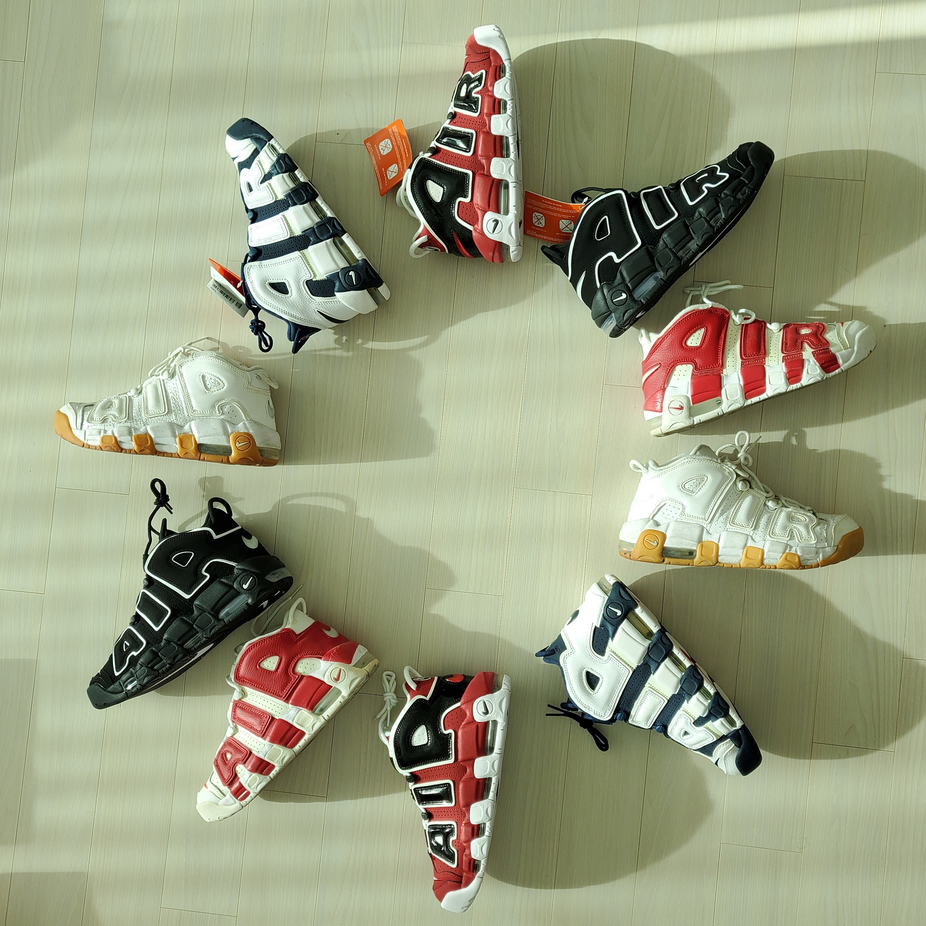 Nike Air More Uptempo Black White 2020, Nike Air More Uptempo 96 Bulls 2017 착용 스타일