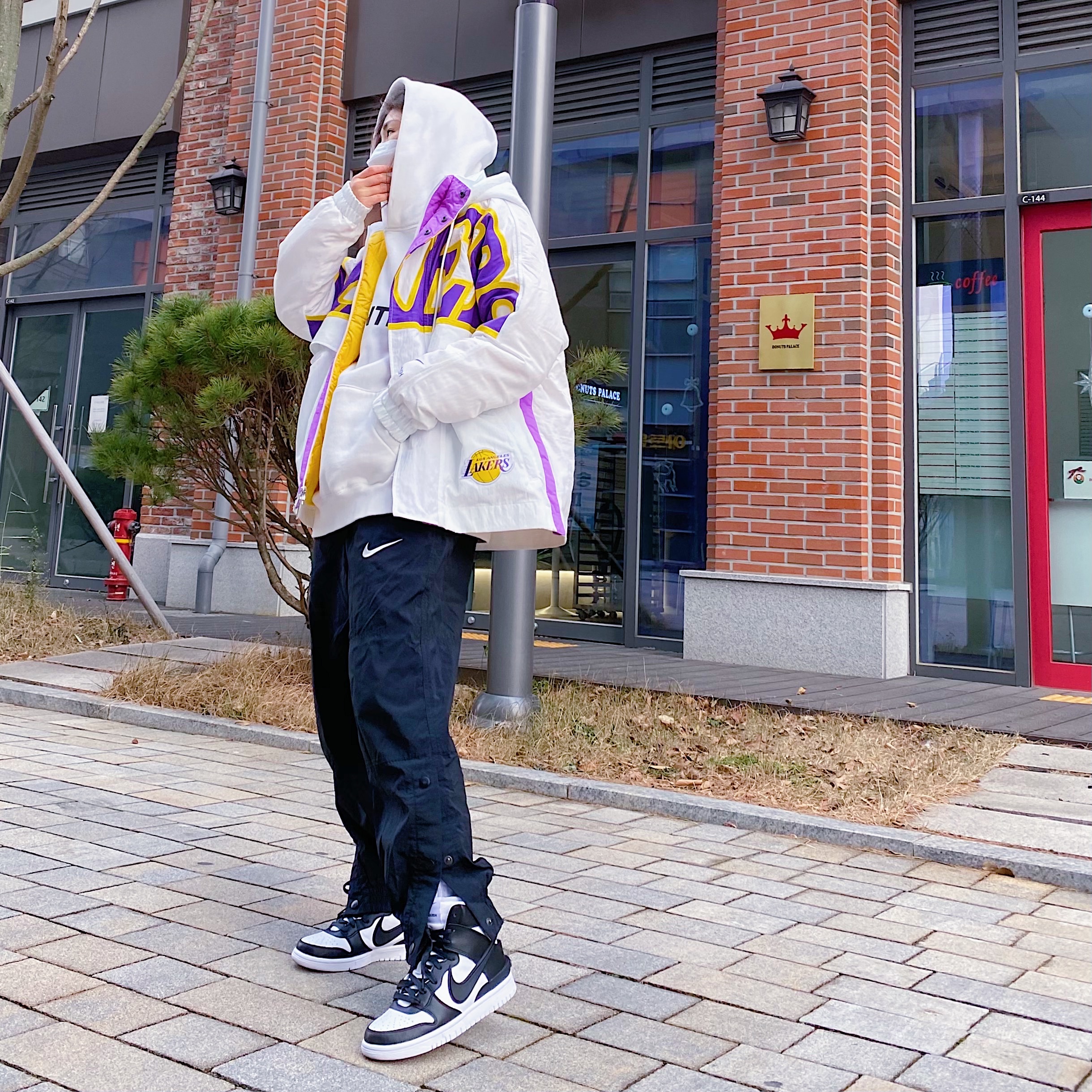 Nike x Ambush Dunk High Black, (W) Nike x Ambush NBA Collection Lakers Jacket - Asia 착용 스타일
