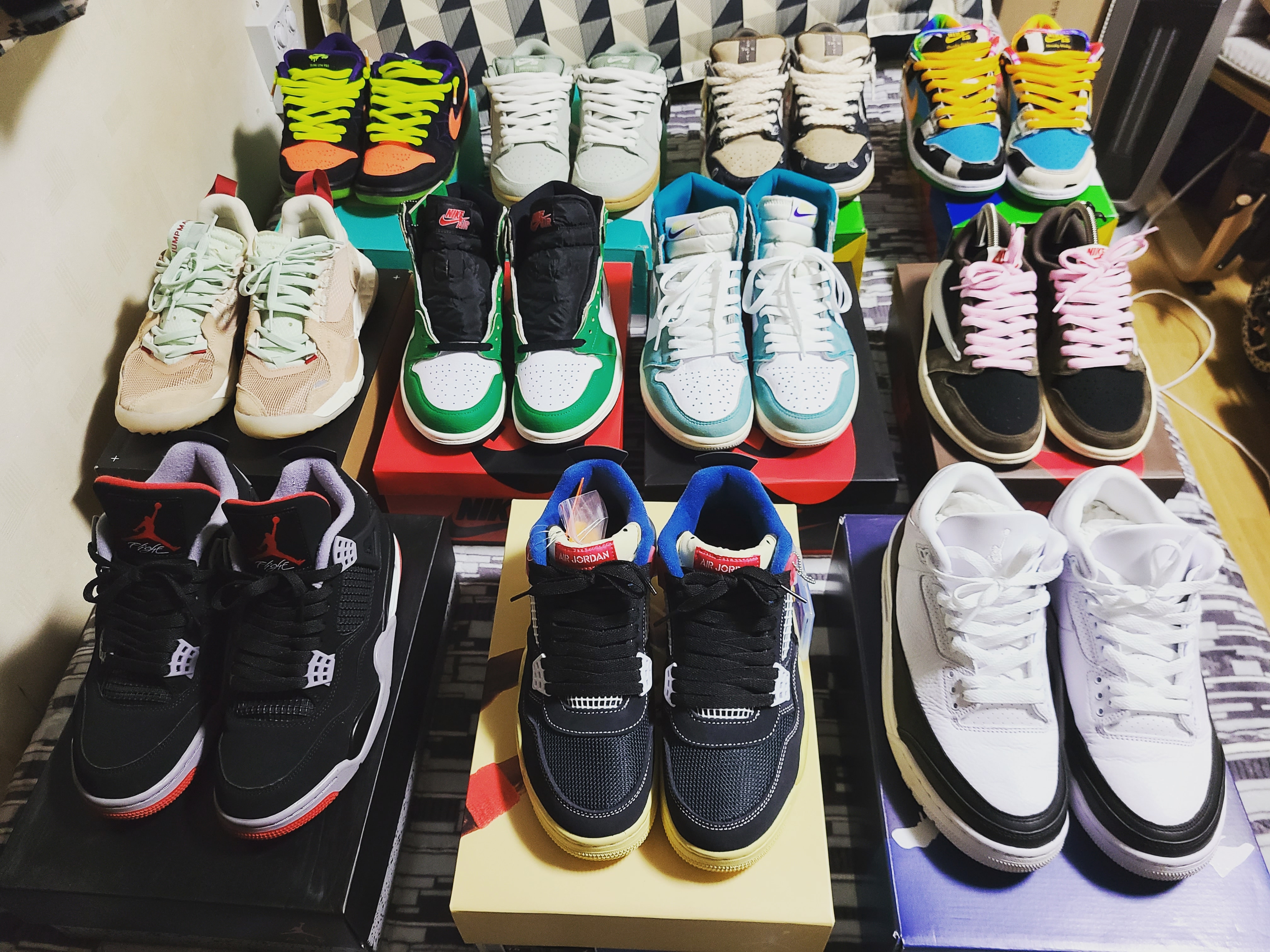 Jordan 4 Retro Bred 2019, Jordan 4 x Union Retro Off Noir 착용 스타일