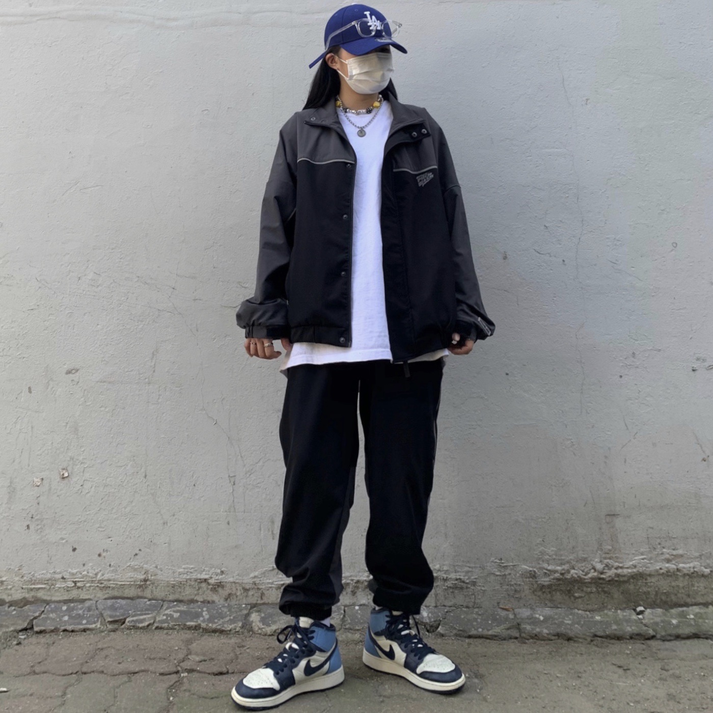 (GS) Jordan 1 Retro High Obsidian UNC 착용 스타일 - 1
