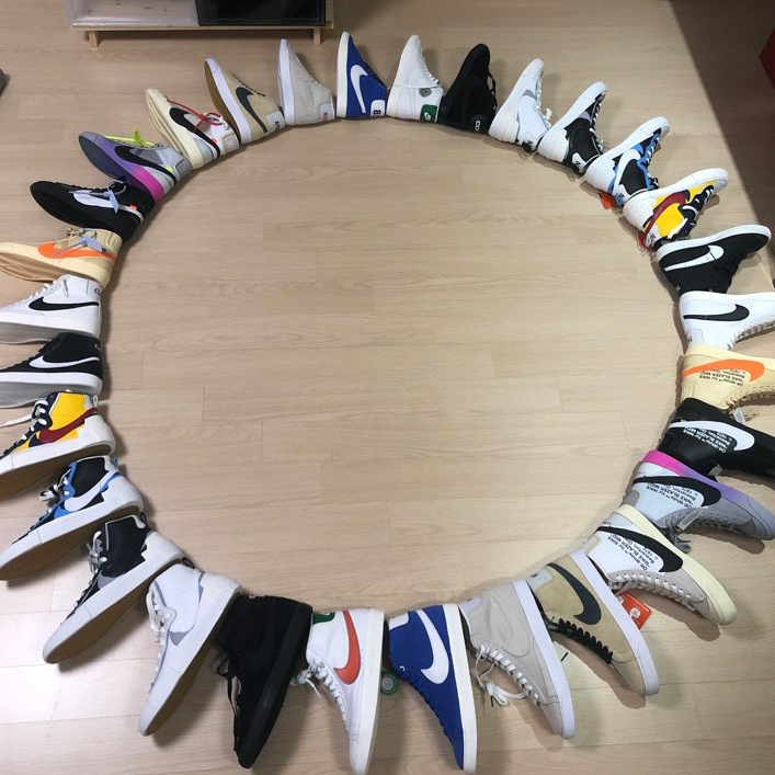 Nike x Off-White Blazer Mid White OG The Ten, Nike x Off-White Blazer Mid Wolf Grey Serena Queen 착용 스타일