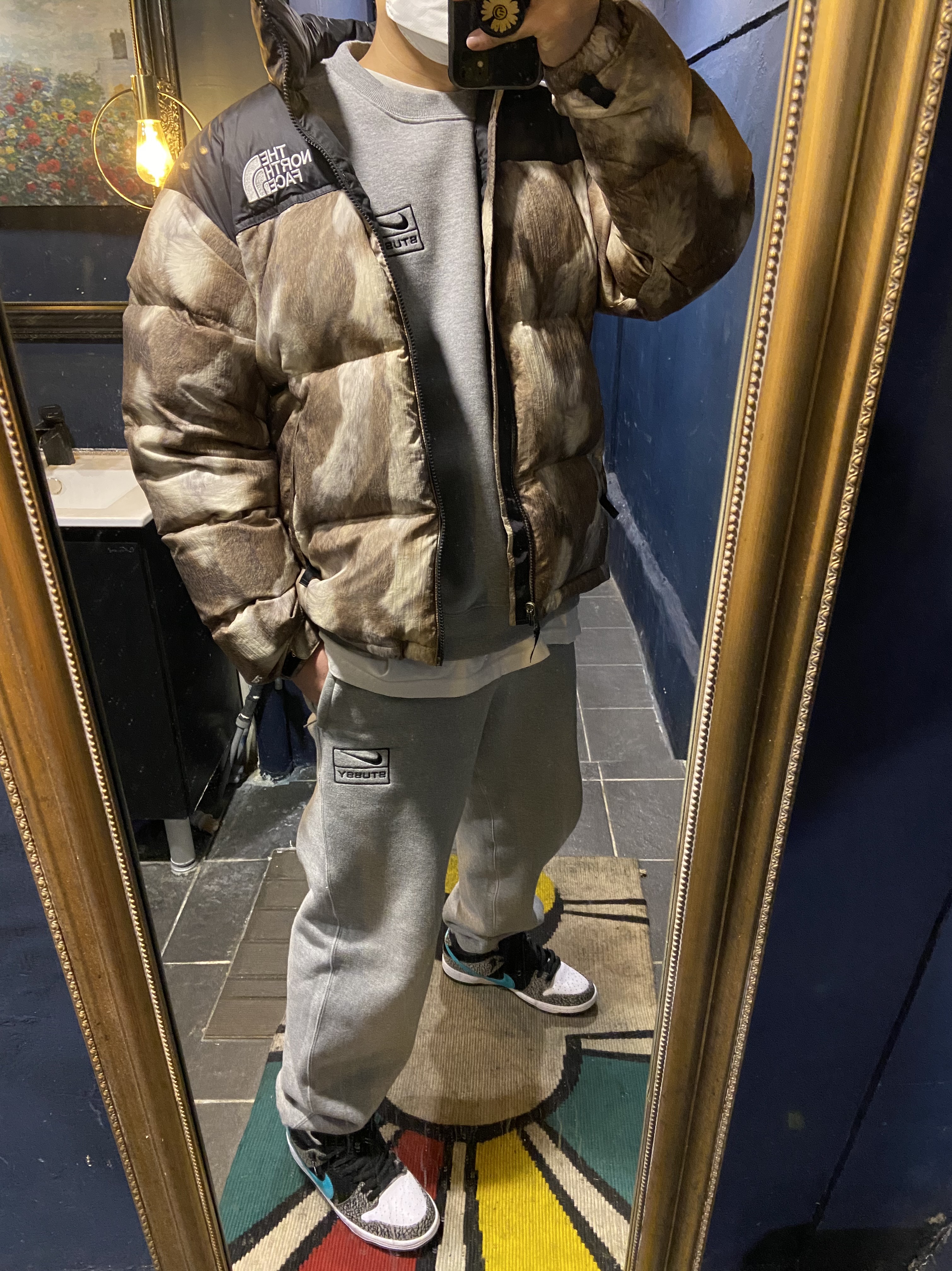 Nike x Stussy NRG BR Fleece Pants Grey, Nike x Stussy NRG BR Crew Fleece Grey 착용 스타일
