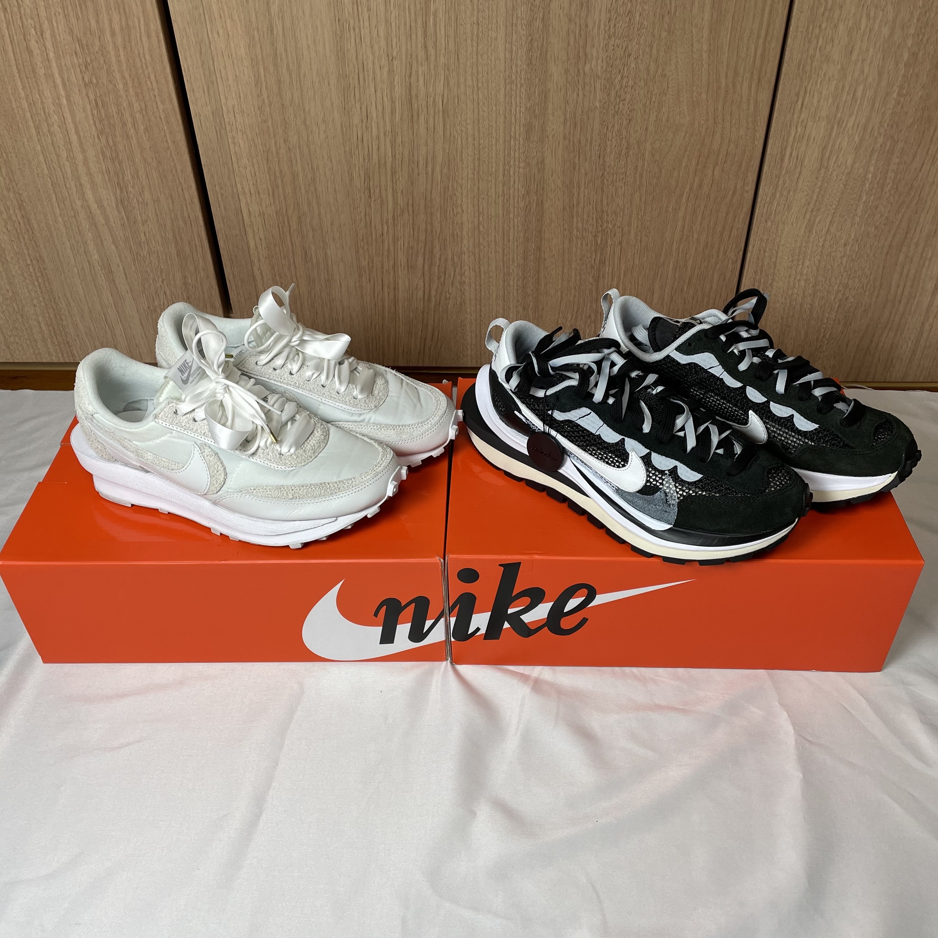 Nike x Sacai VaporWaffle Black White, Nike x Sacai LDWaffle White Nylon 착용 스타일