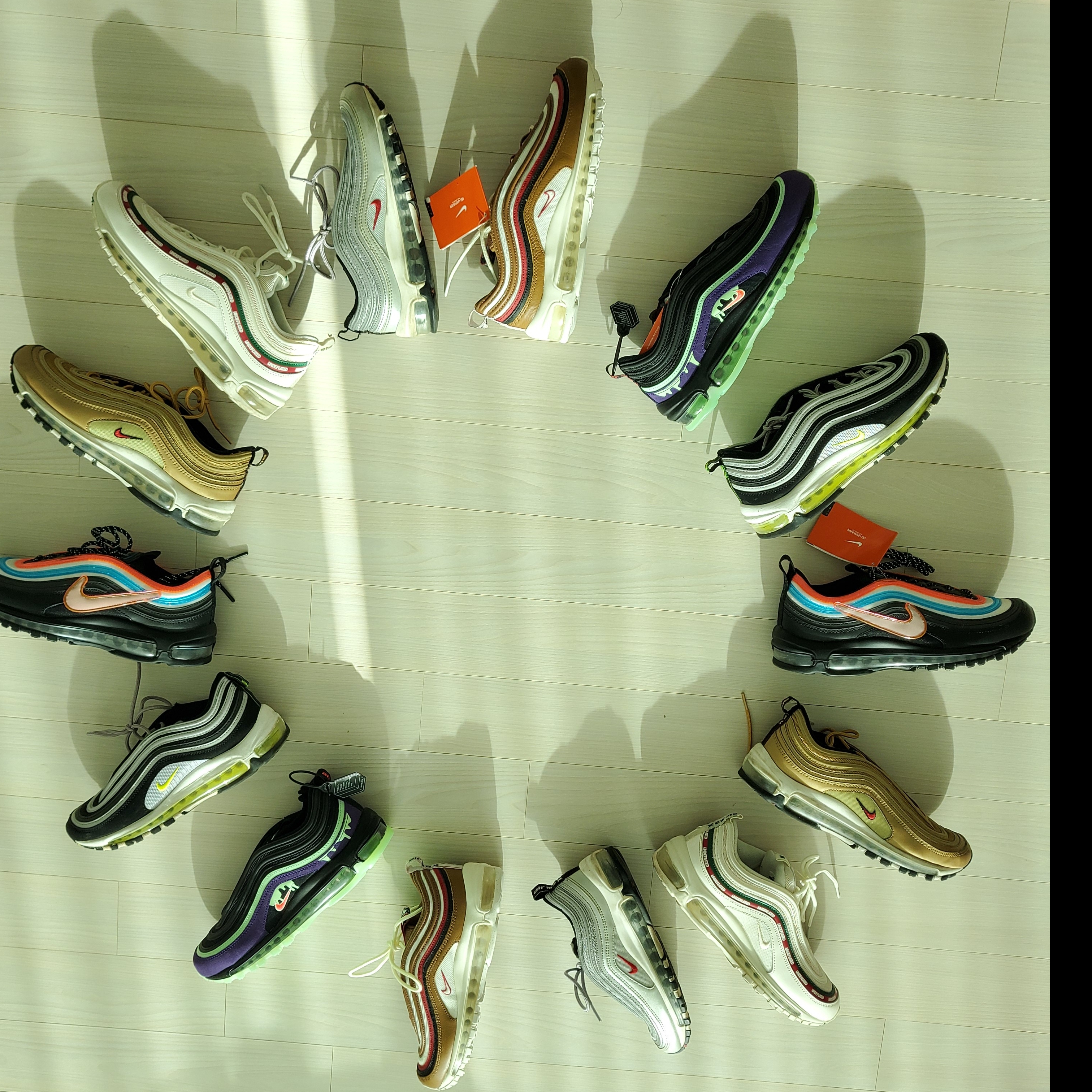 Nike Air Max 97 Neon Seoul, Nike Air Max 97 OG Black Volt Asia 착용 스타일