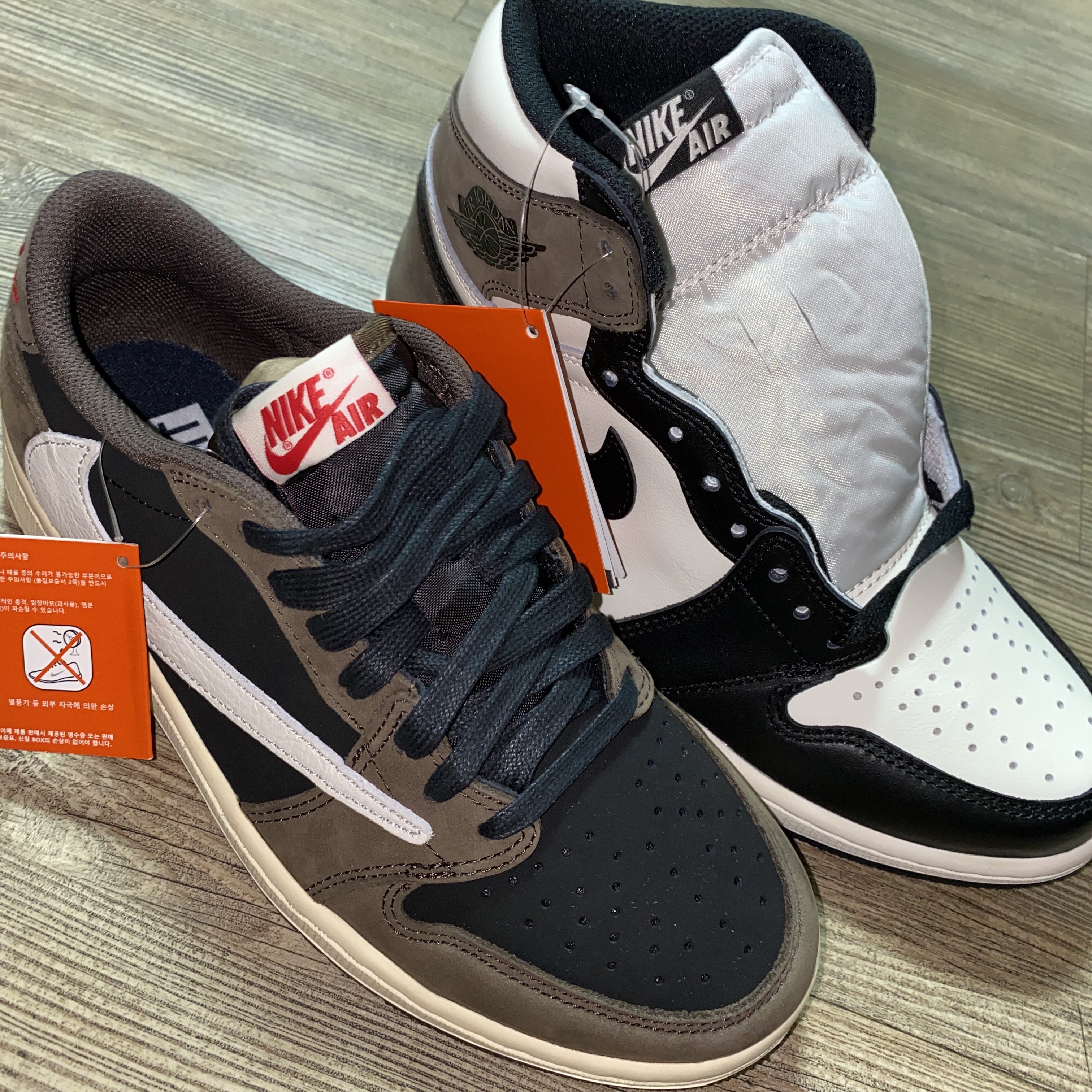 Jordan 1 x Travis Scott Retro Low OG SP Mocha, Jordan 1 Retro High OG Black Mocha 착용 스타일