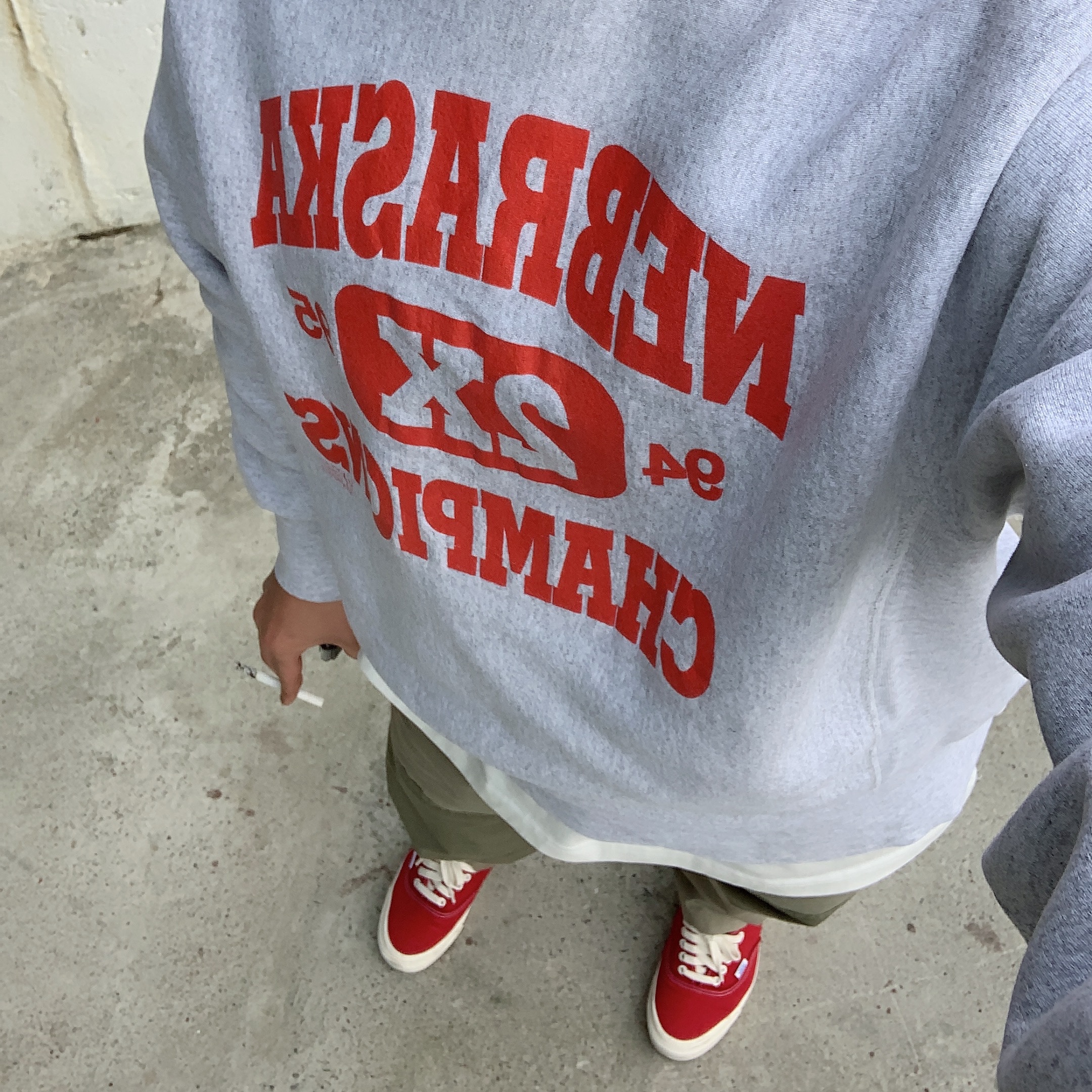 Vans Vault OG Authentic LX Chili Pepper Red 착용 스타일