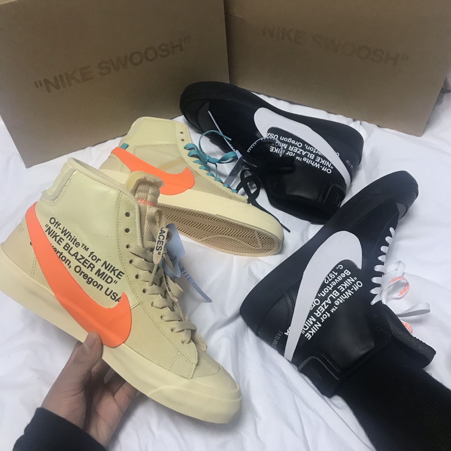 Nike x Off-White Blazer Mid Grim Reaper Black, Nike x Off-White Blazer Mid Off-White All Hallow's Eve 착용 스타일