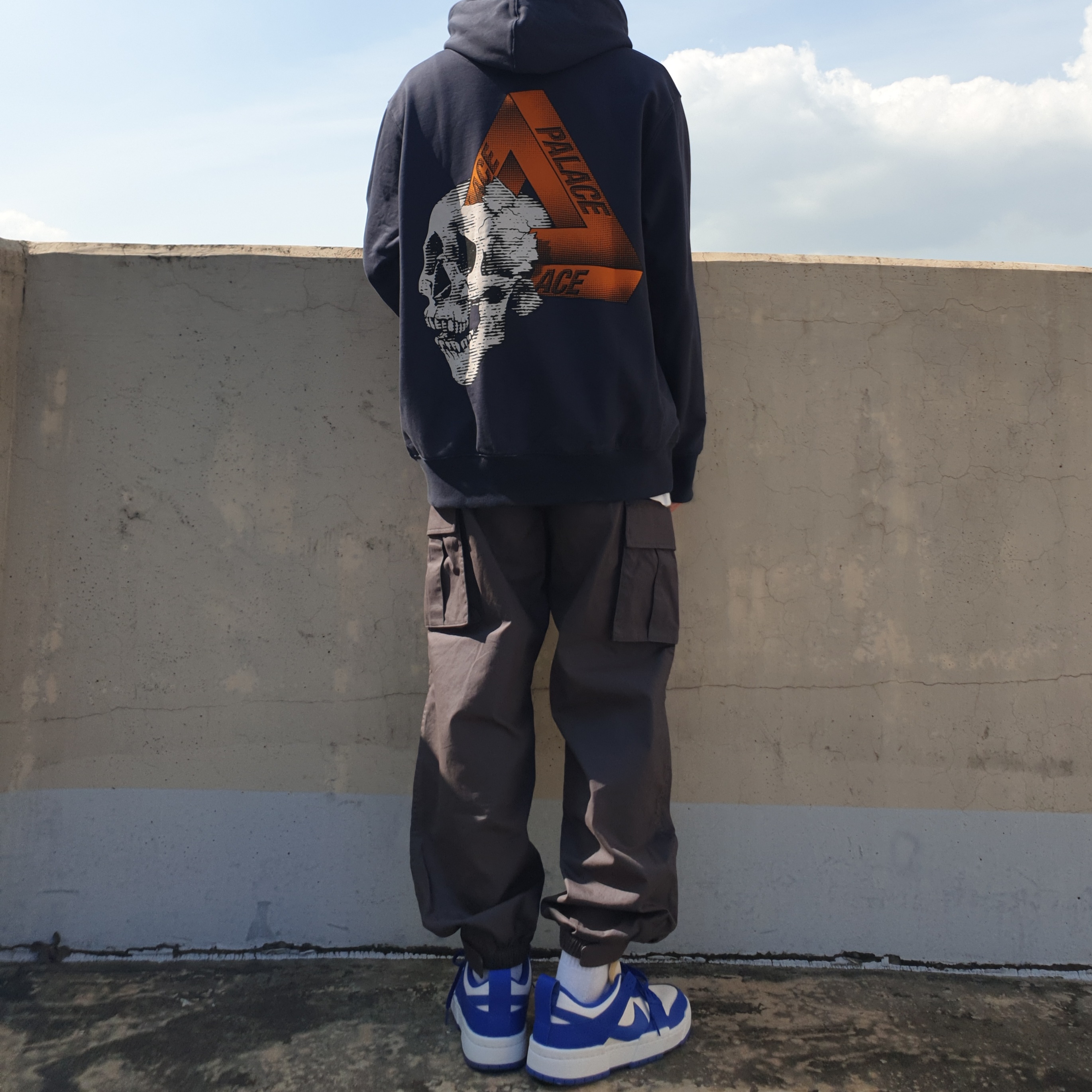 (W) Nike Dunk Low Disrupt Game Royal, Palace Tri-Crusher Hood Navy - 20FW 착용 스타일
