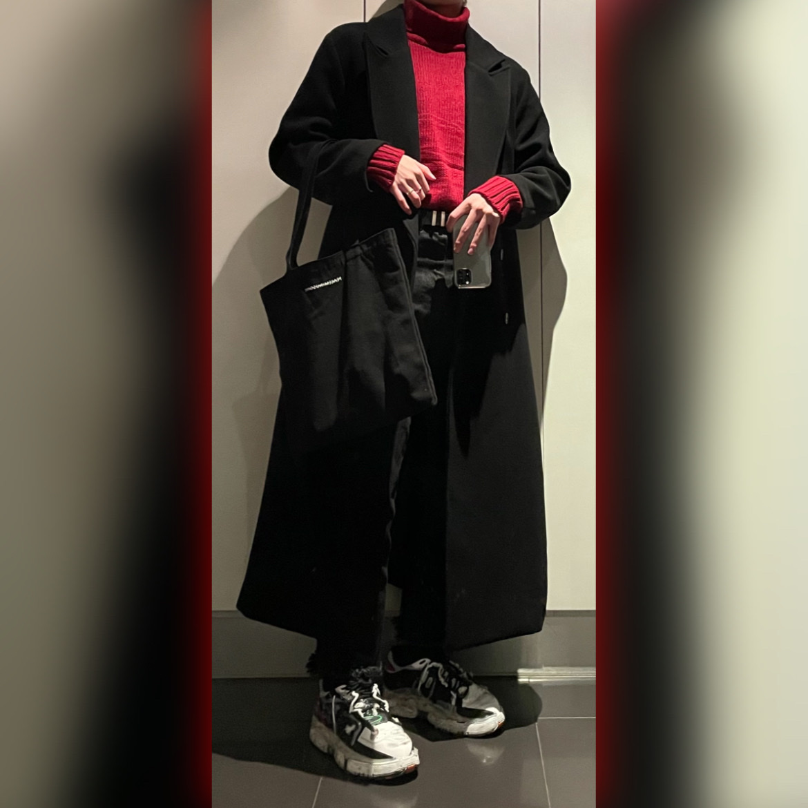 Maison Margiela Fusion Low Top Sneakers Black White Red 착용 스타일 - 1