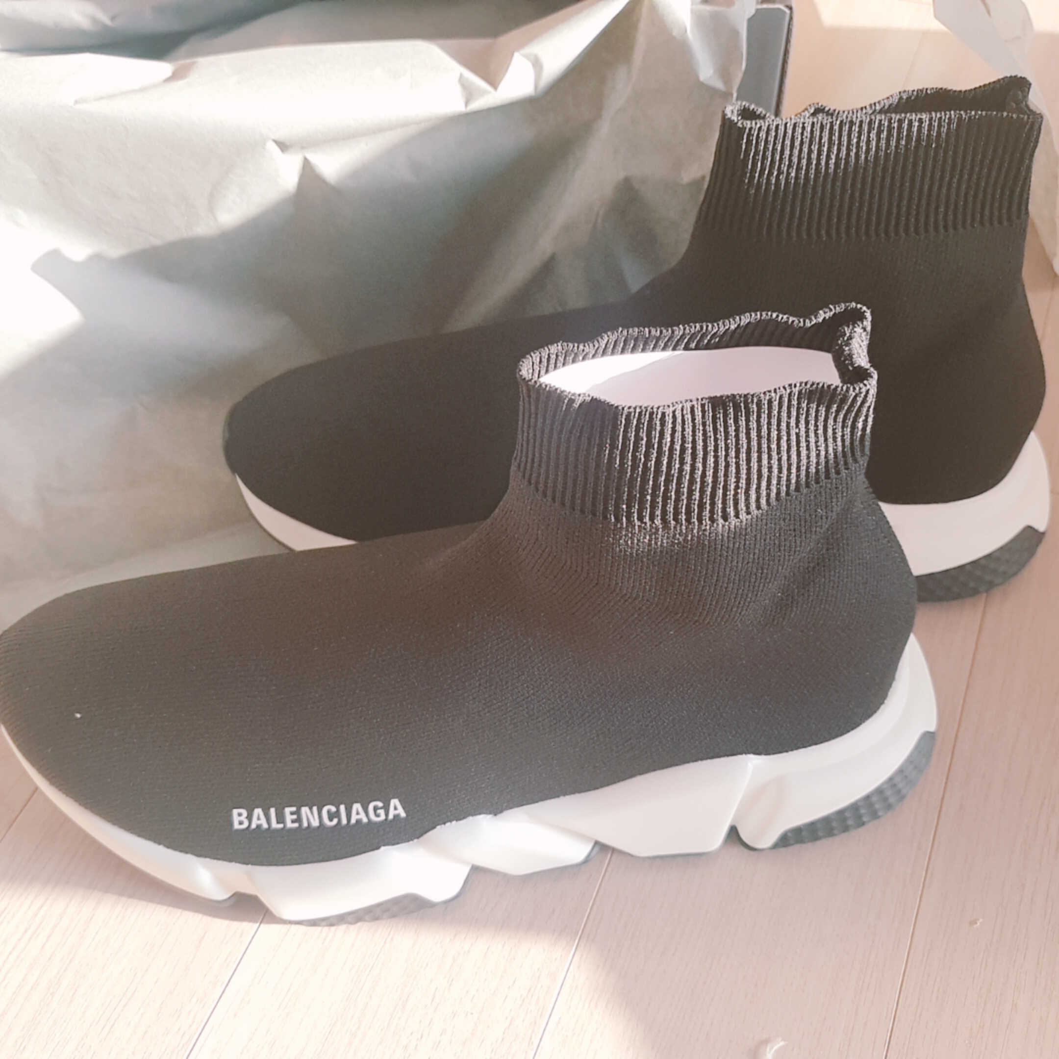 Balenciaga Speed Trainer Black White 2020 착용 스타일 - 1