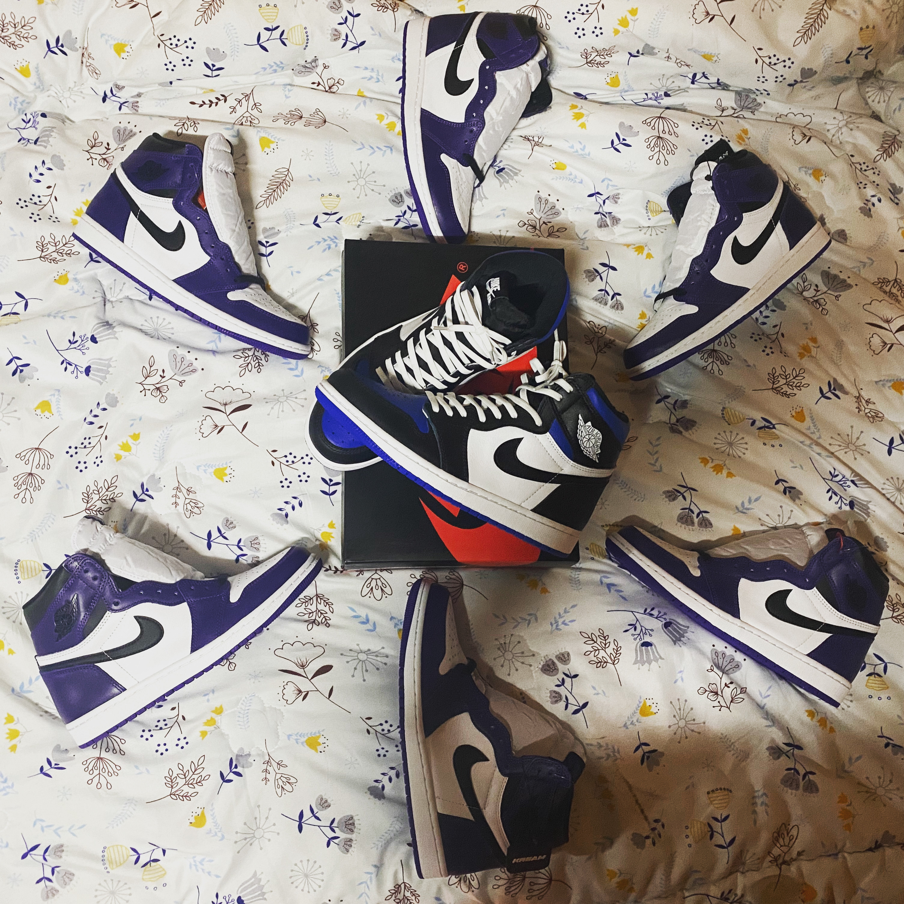 Jordan 1 Retro High OG Court Purple 2020, Jordan 1 Retro High OG Royal Toe 착용 스타일