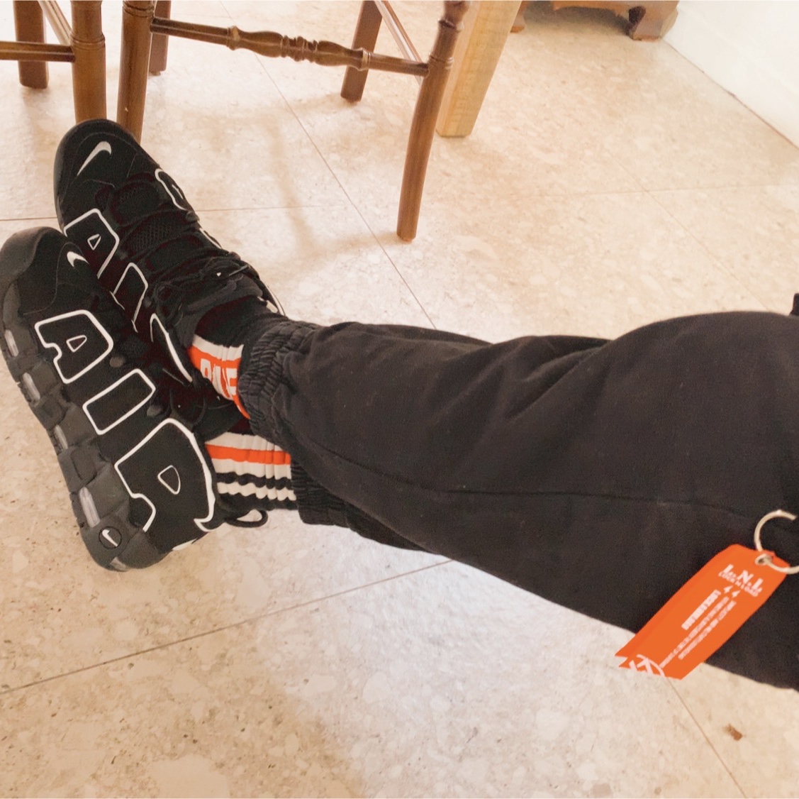 Nike Air More Uptempo Black White 2020 착용 스타일