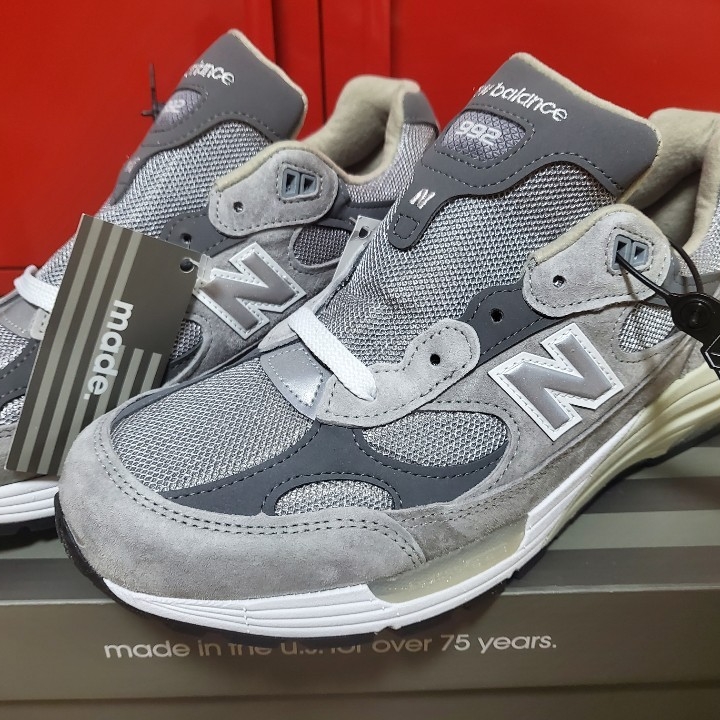 New Balance 992 Made in USA Grey - D Standard 착용 스타일 - 1
