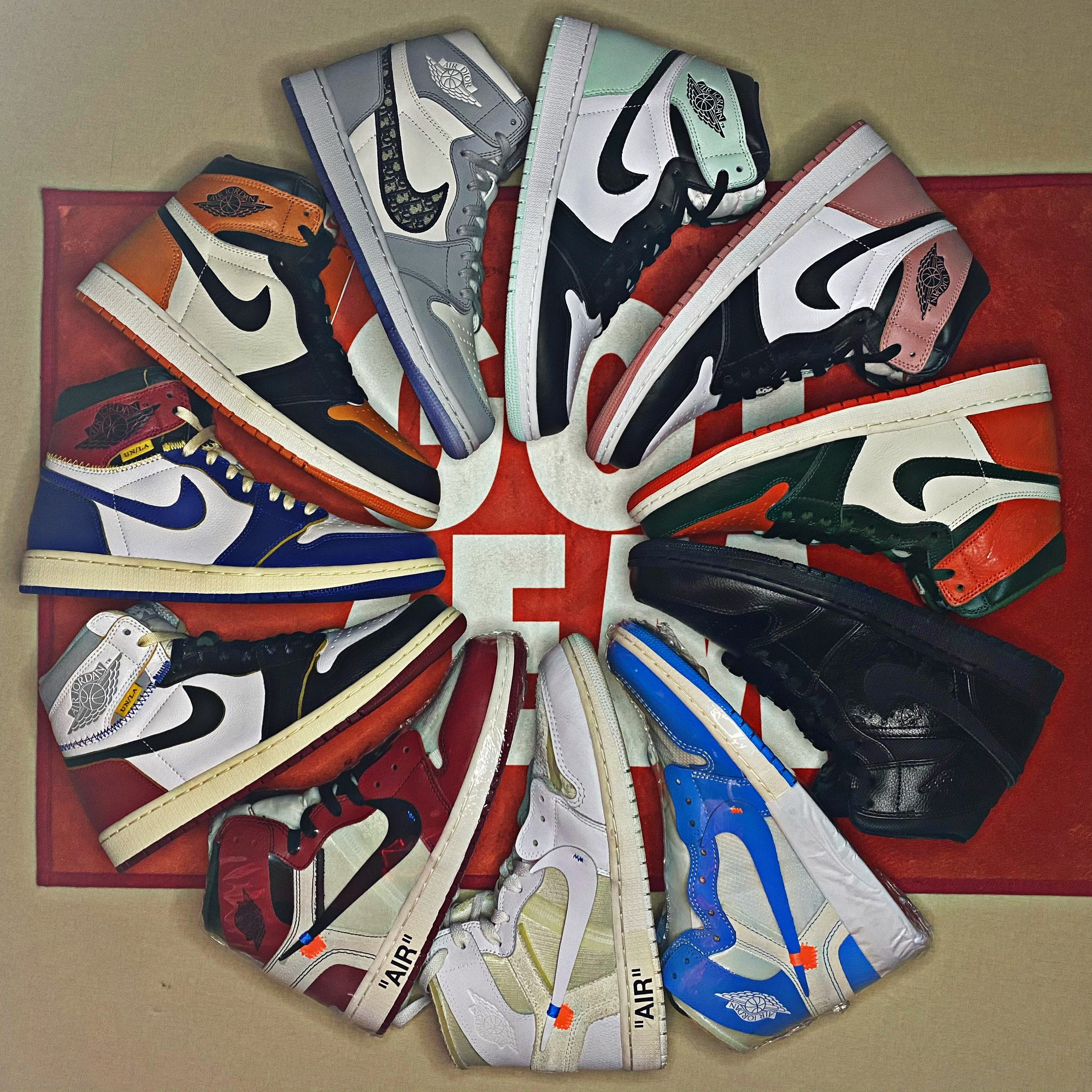 Jordan 1 x Off-White Retro High University Blue, Jordan 1 x Off-White Retro High Chicago The Ten 착용 스타일