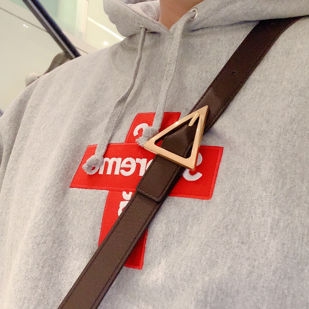 Supreme Cross Box Logo Hooded Sweatshirt Heather Grey - 20FW, Jordan 1 Retro High OG Bred Banned 2016 착용 스타일 - 2
