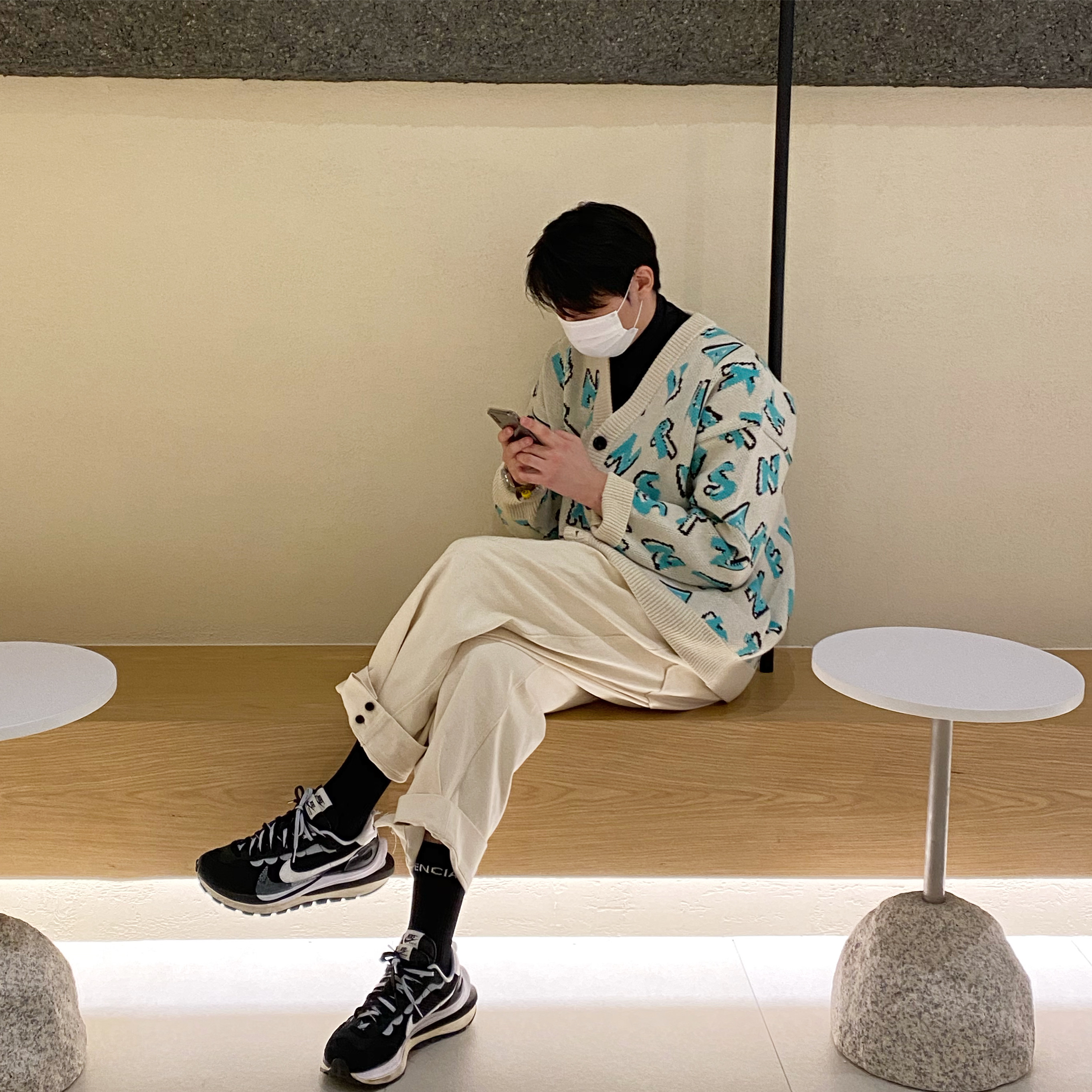 Nike x Sacai VaporWaffle Black White 착용 스타일
