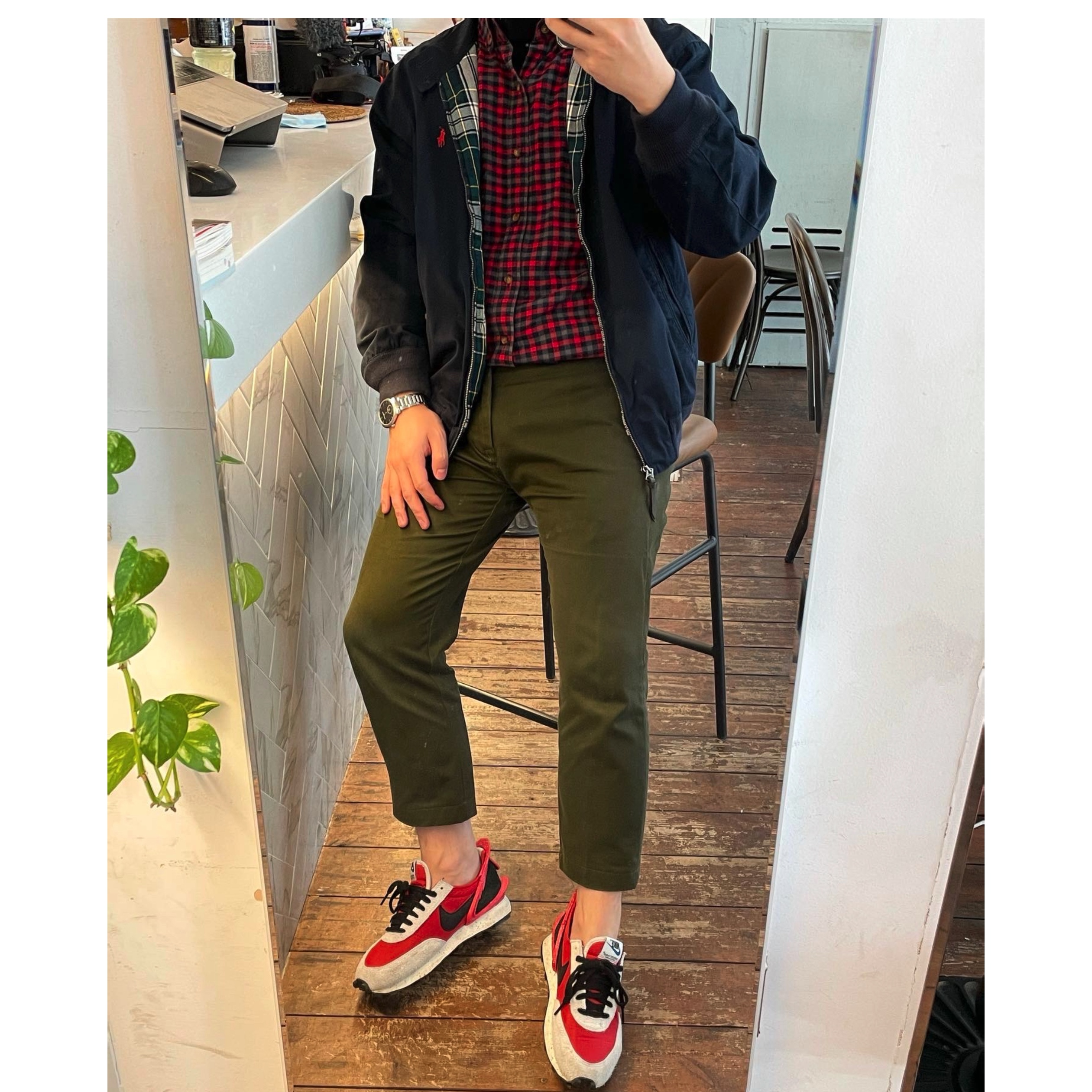(W) Nike x Undercover Daybreak University Red 착용 스타일