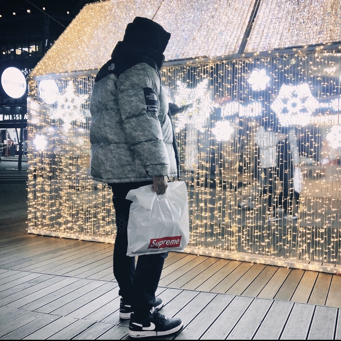 Nike x Comme des Garcons Shirt x Supreme Air Force 1 Low 2018 착용 스타일
