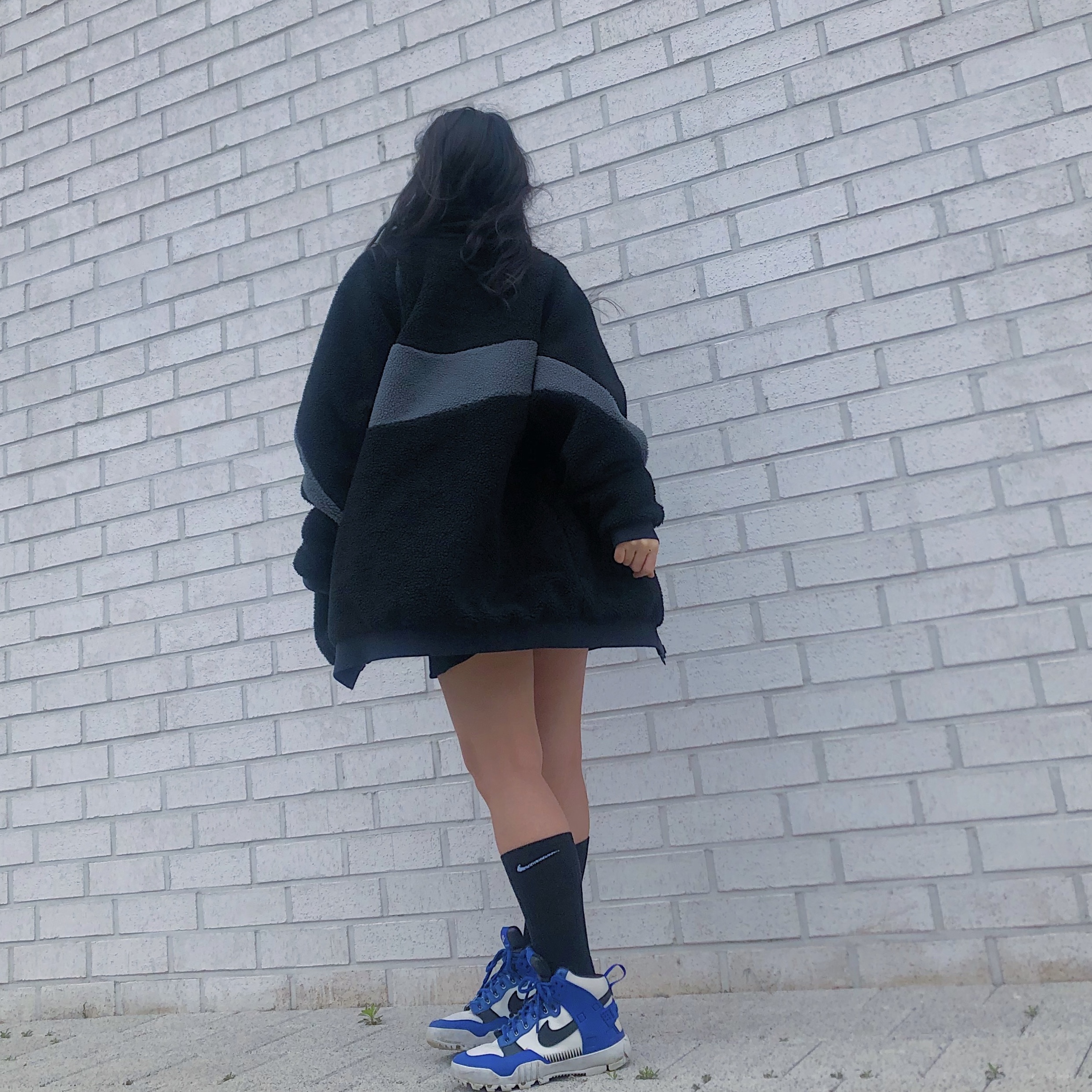 Nike x Undercover SFB Jungle Dunk White, Nike Big Swoosh Full Zip Jacket Black Anthracite 착용 스타일