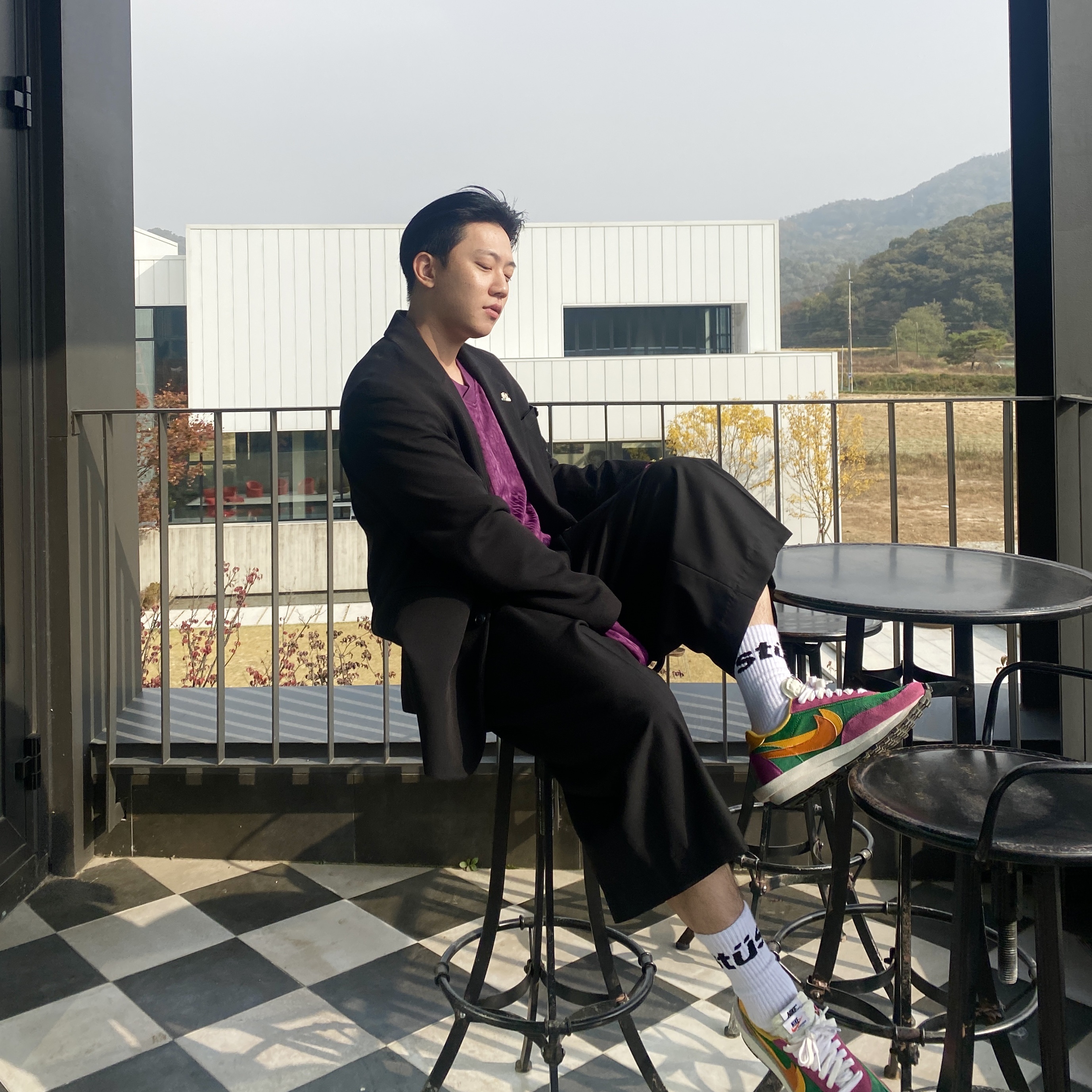 Nike x Sacai LDWaffle Pine Green 착용 스타일