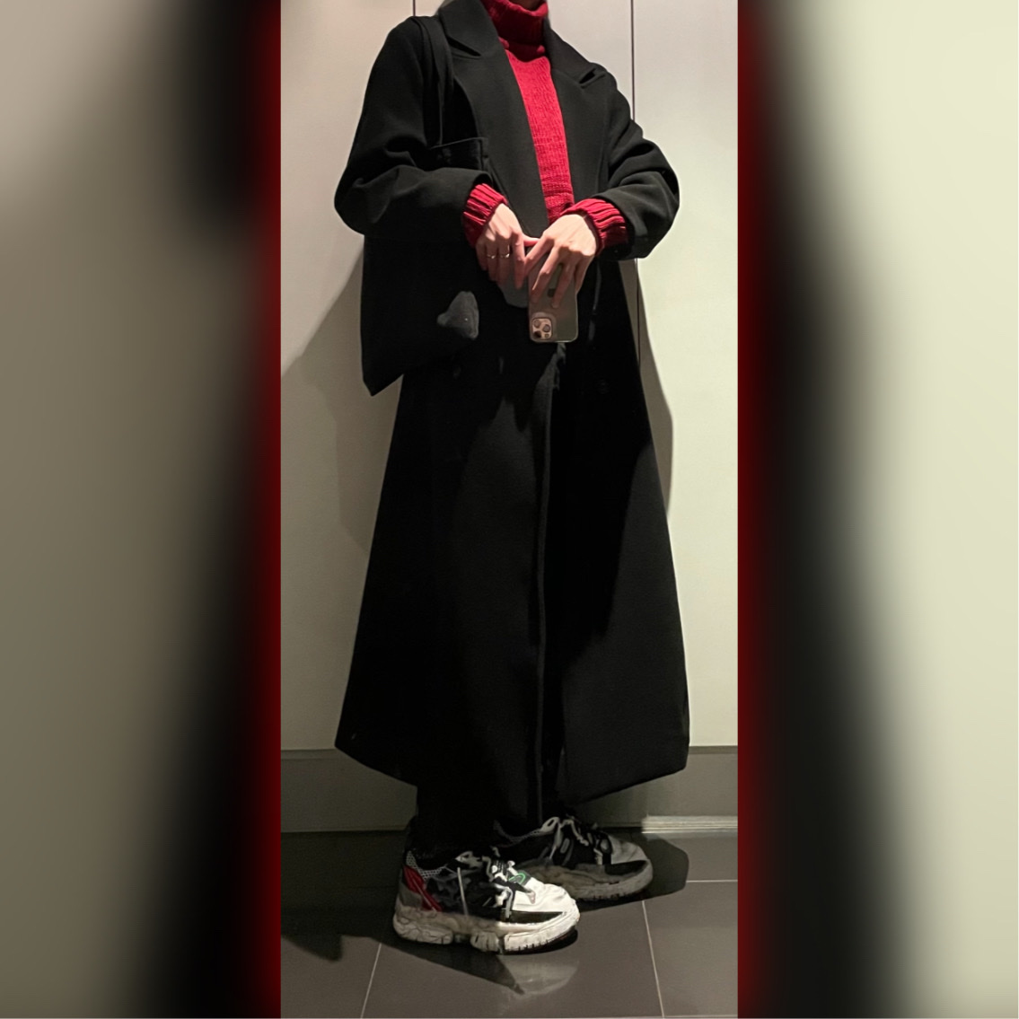 Maison Margiela Fusion Low Top Sneakers Black White Red 착용 스타일 - 2