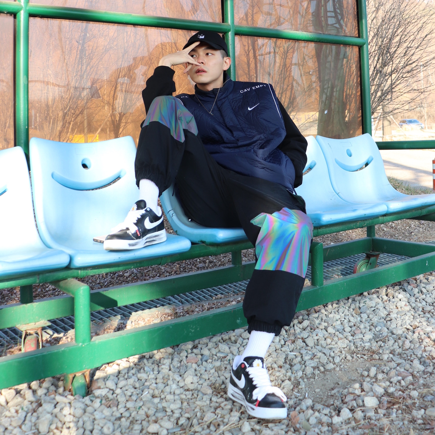 Nike x Peaceminusone Air Force 1 Low Para-Noise 착용 스타일