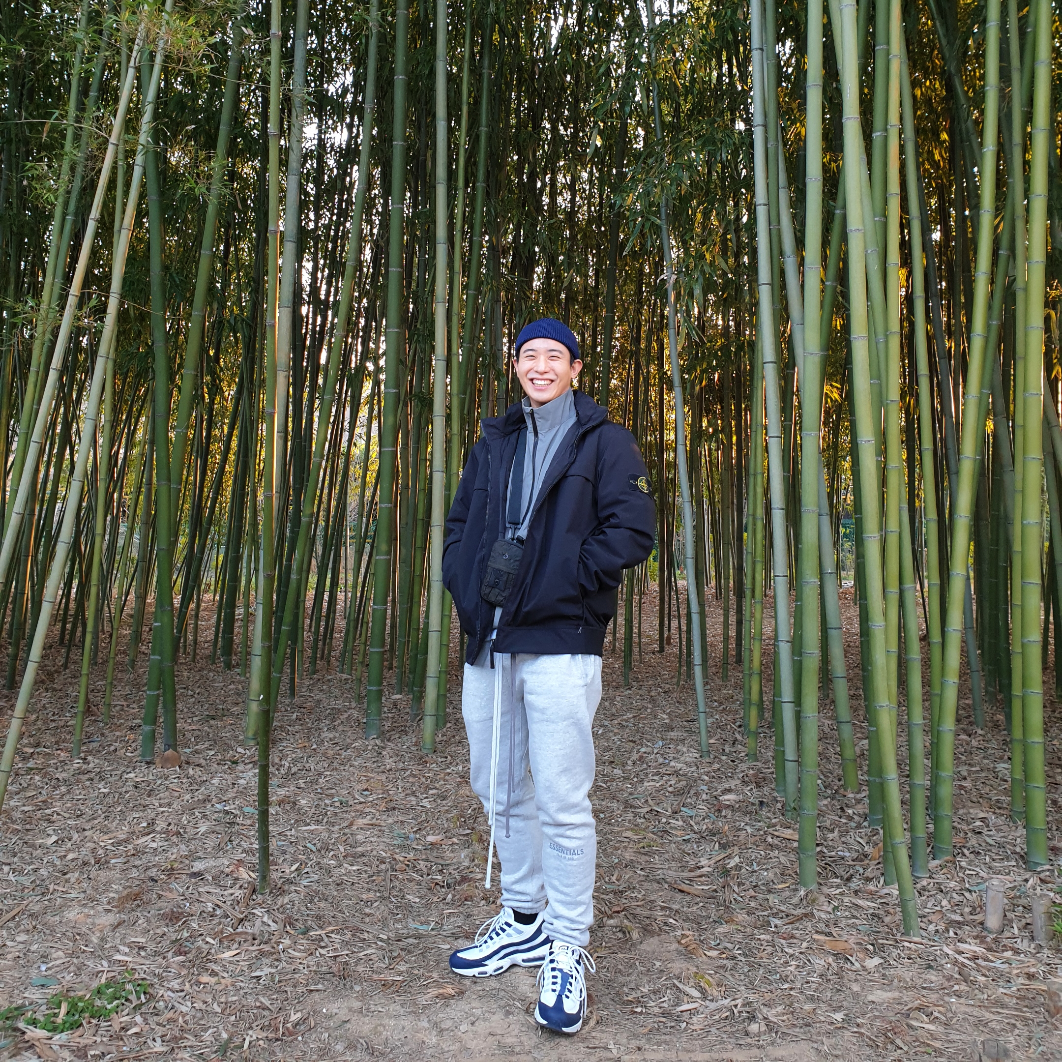 Nike Air Max 95 Essential Midnight Navy, Essentials Sweatpants Heather Grey - 20FW 착용 스타일 - 2