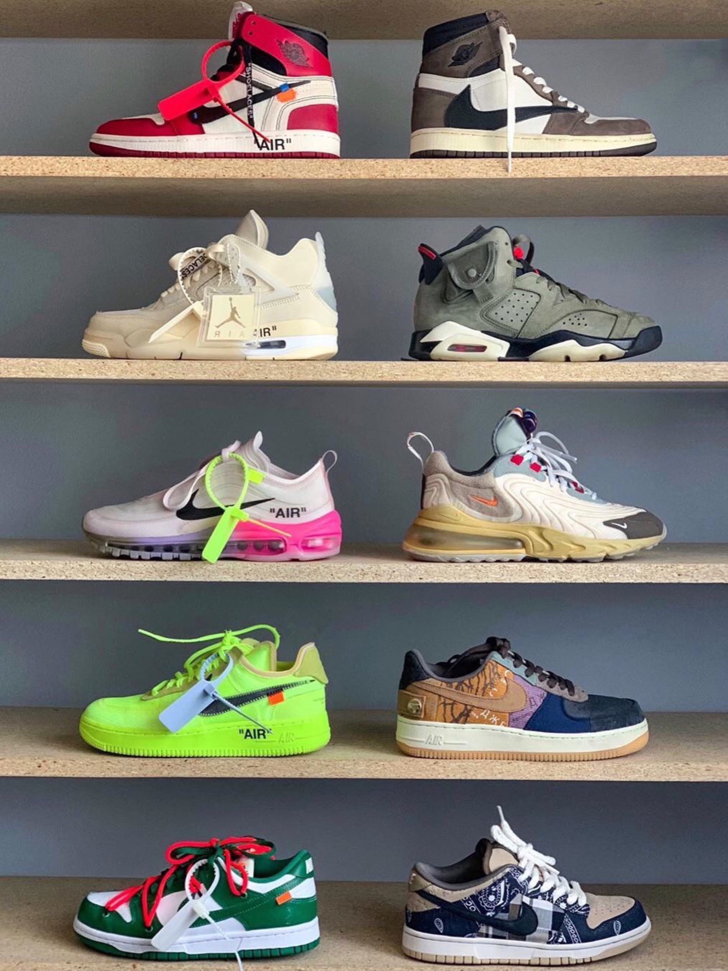 (W) Jordan 4 x Off-White Retro SP Sail, Nike x Off-White Air Force 1 Low Volt 착용 스타일
