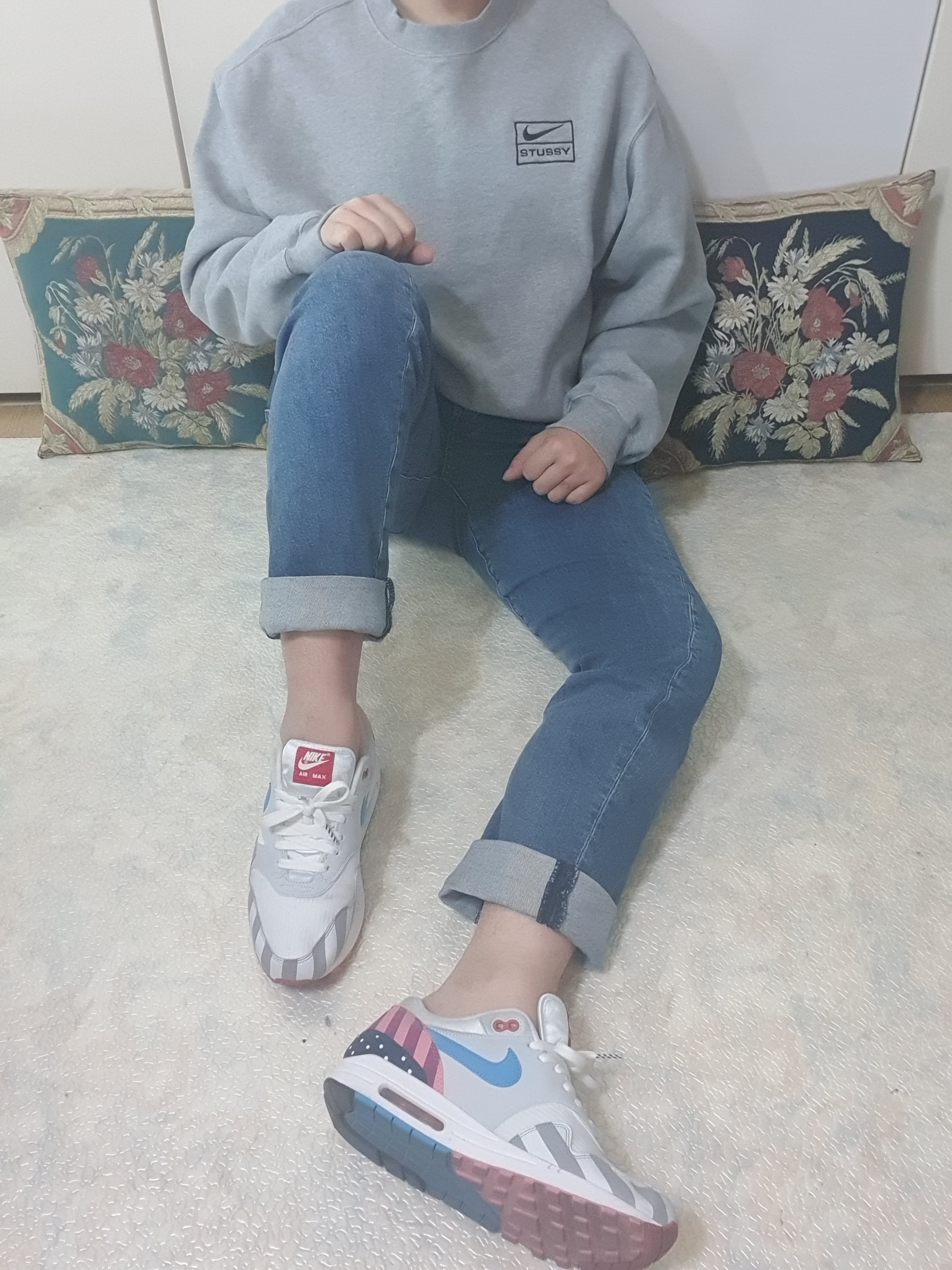 Nike x Stussy NRG BR Crew Fleece Grey, Nike x Parra Air Max 1 2018 착용 스타일