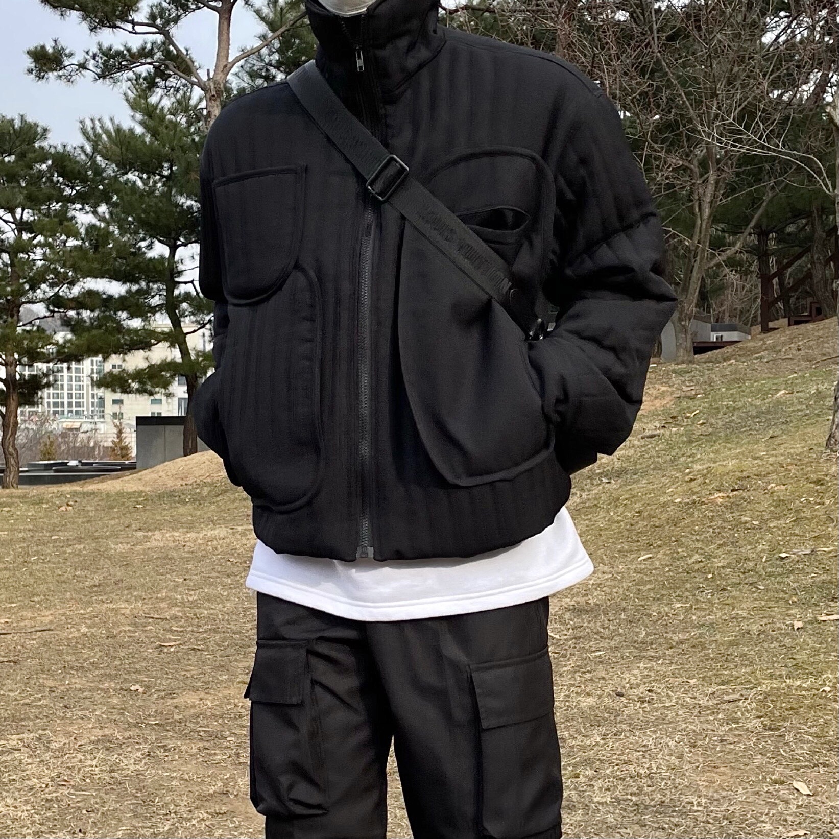 Nike x Sacai VaporWaffle Black White 착용 스타일 - 4