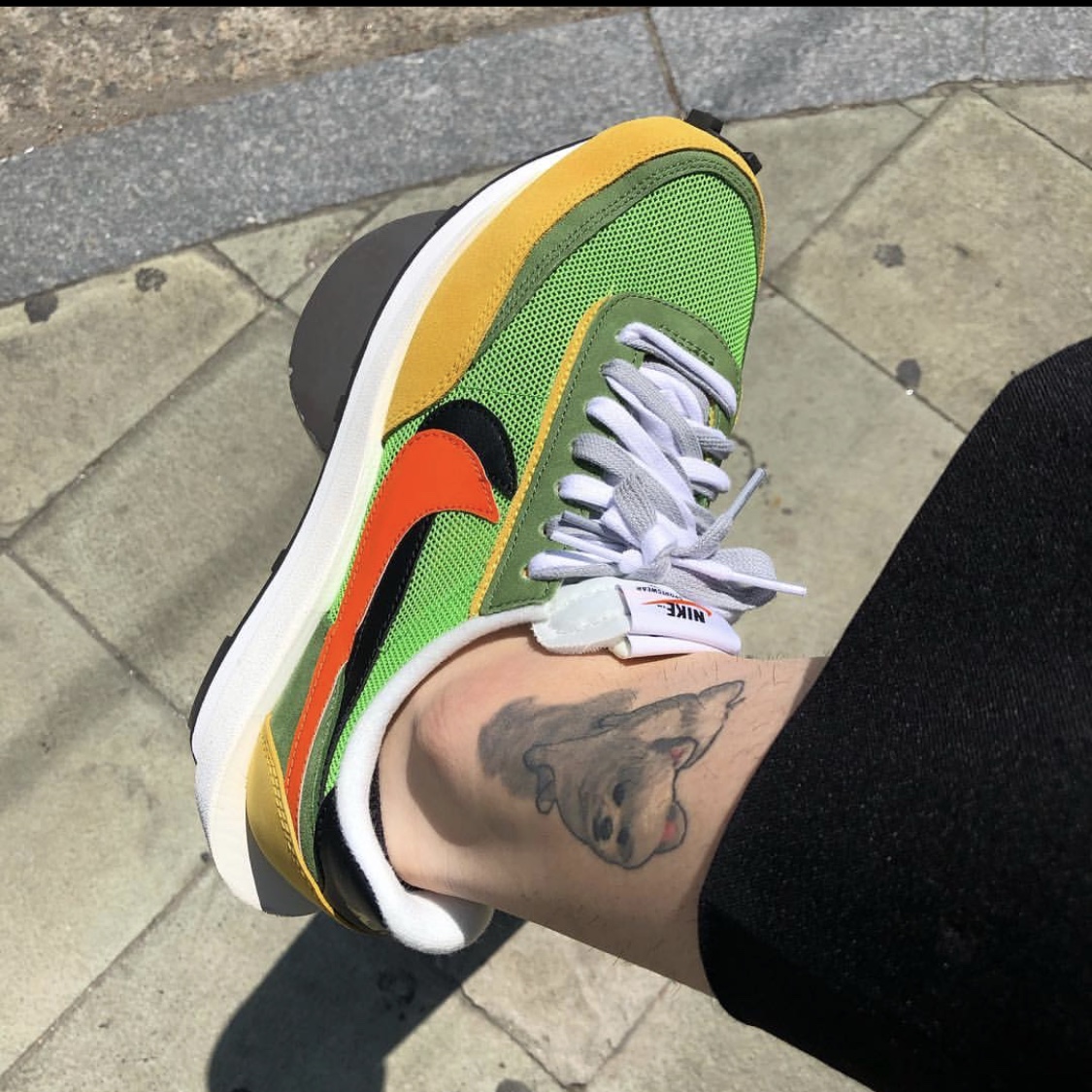 Nike x Sacai LDWaffle Green Multi 착용 스타일 - 1