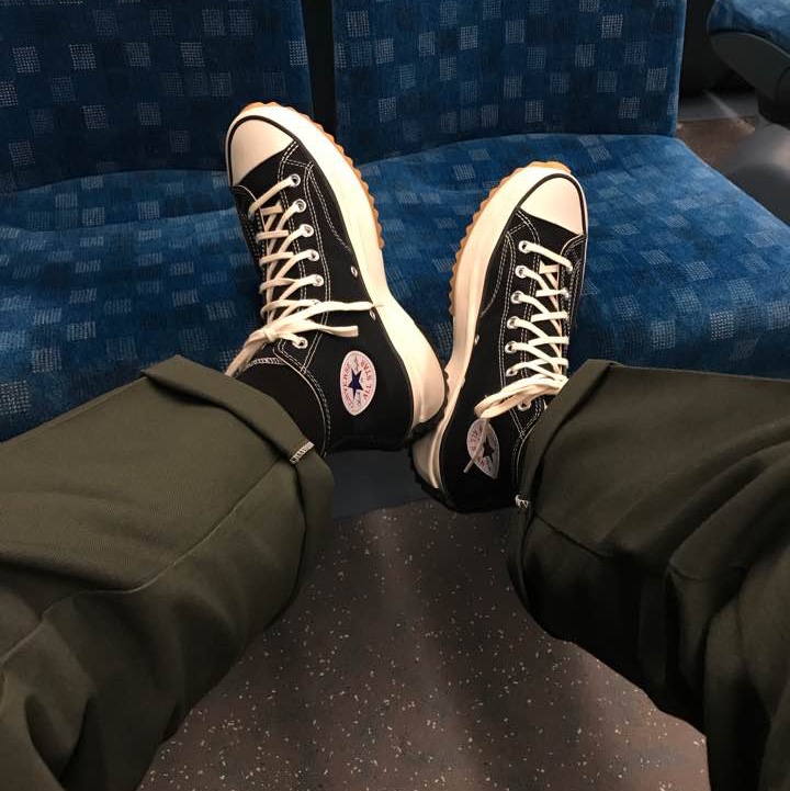 Converse x JW Anderson Run Star Hike Hi Black 착용 스타일