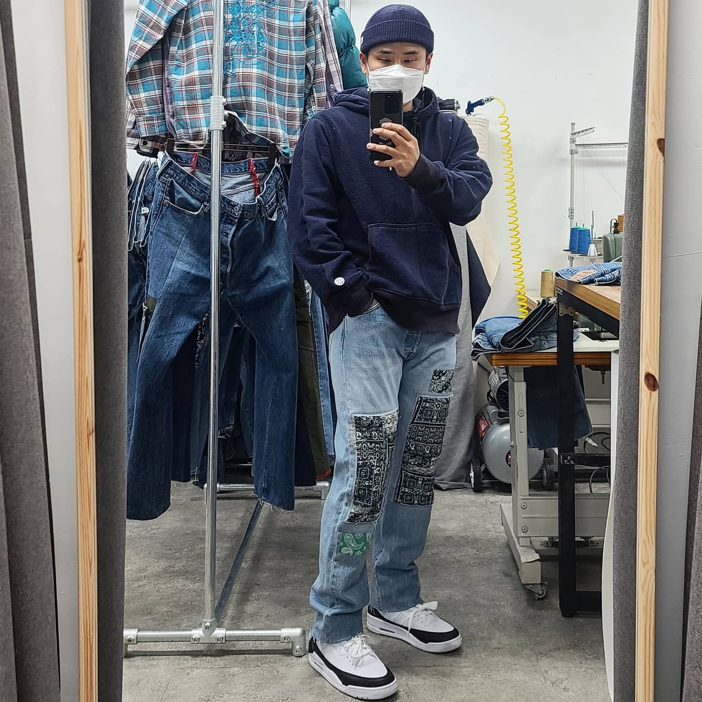 Jordan 3 x Fragment Retro SP White Black 착용 스타일