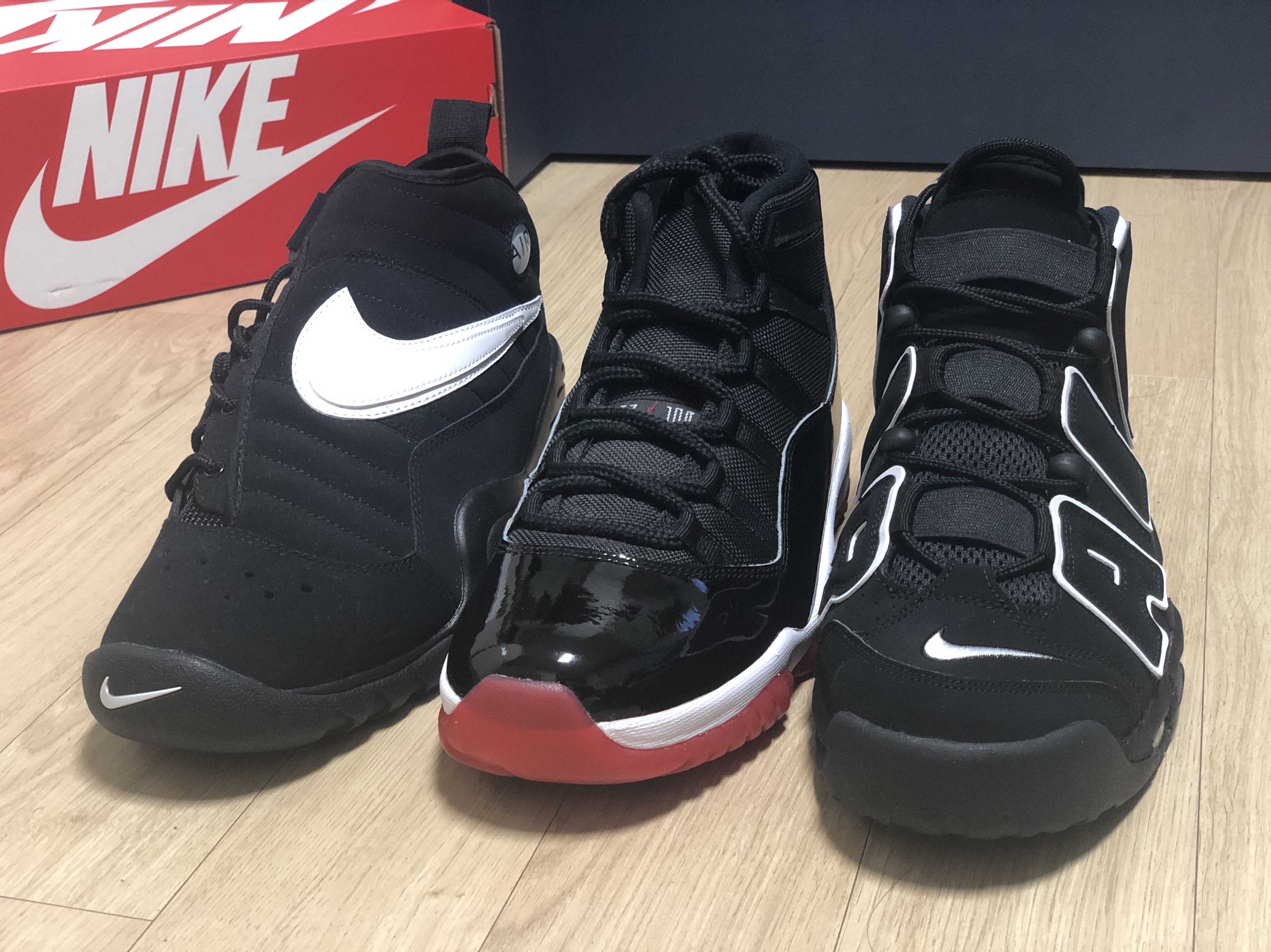 Nike Air Shake NDestrukt Black White, Jordan 11 Retro Bred 2019 착용 스타일