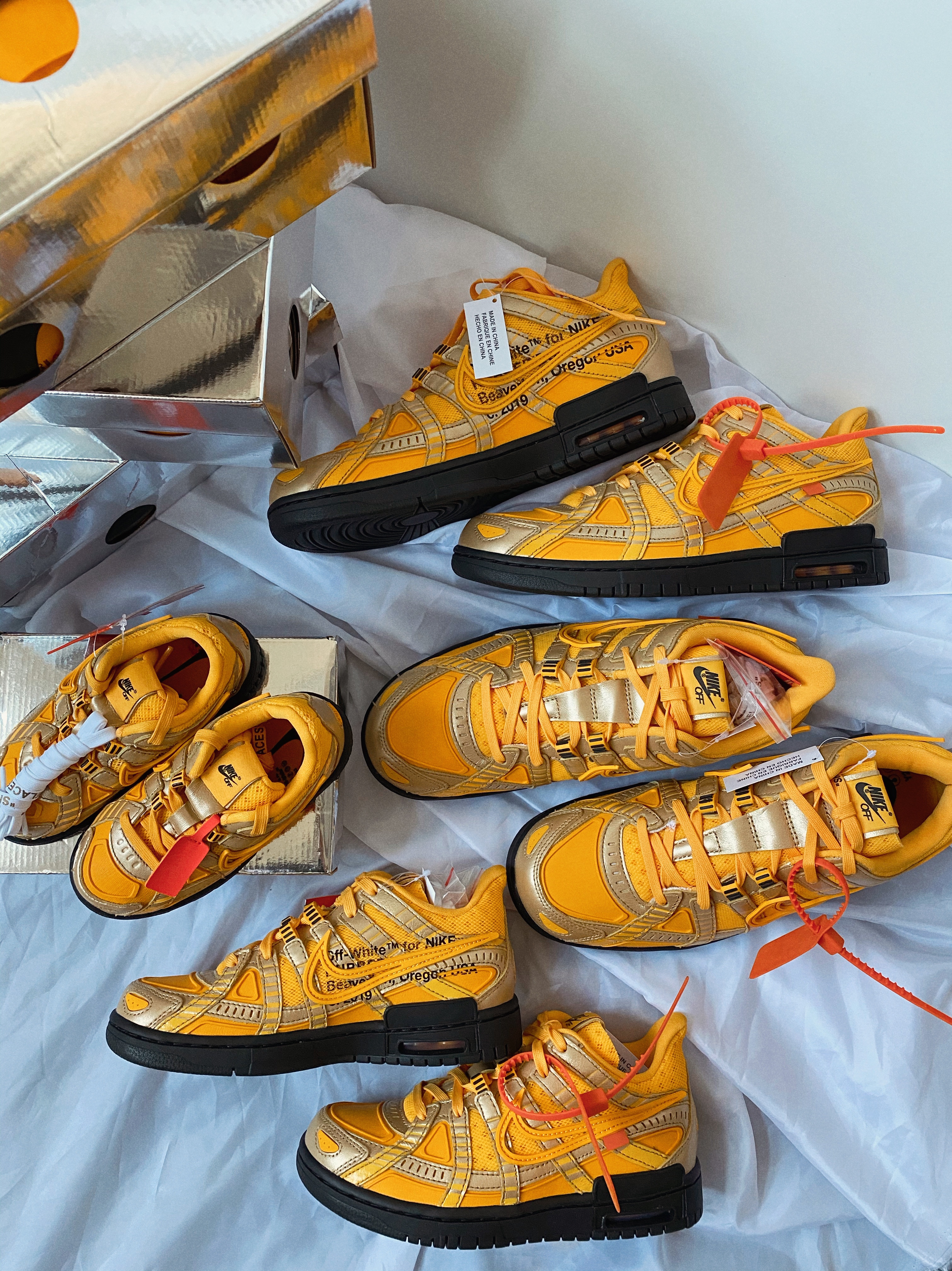 Nike x Off-White Air Rubber Dunk University Gold, (TD) Nike x Off-White Air Rubber Dunk University Gold 착용 스타일