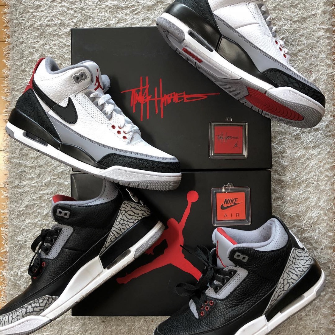 Jordan 3 Retro OG Black Cement 2018, Jordan 3 Retro Tinker Hatfield 착용 스타일