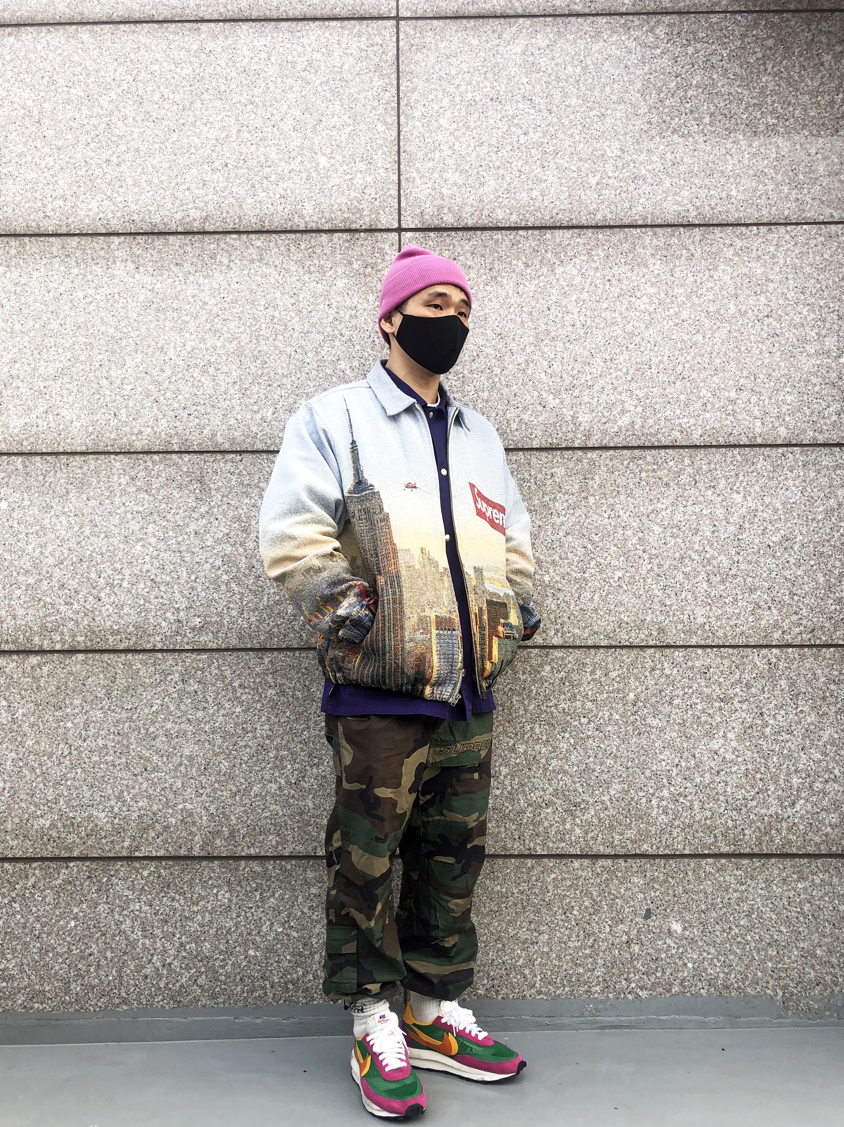 Supreme Aerial Tapestry Harrington Jacket - 20FW, Nike x Sacai LDWaffle Pine Green 착용 스타일