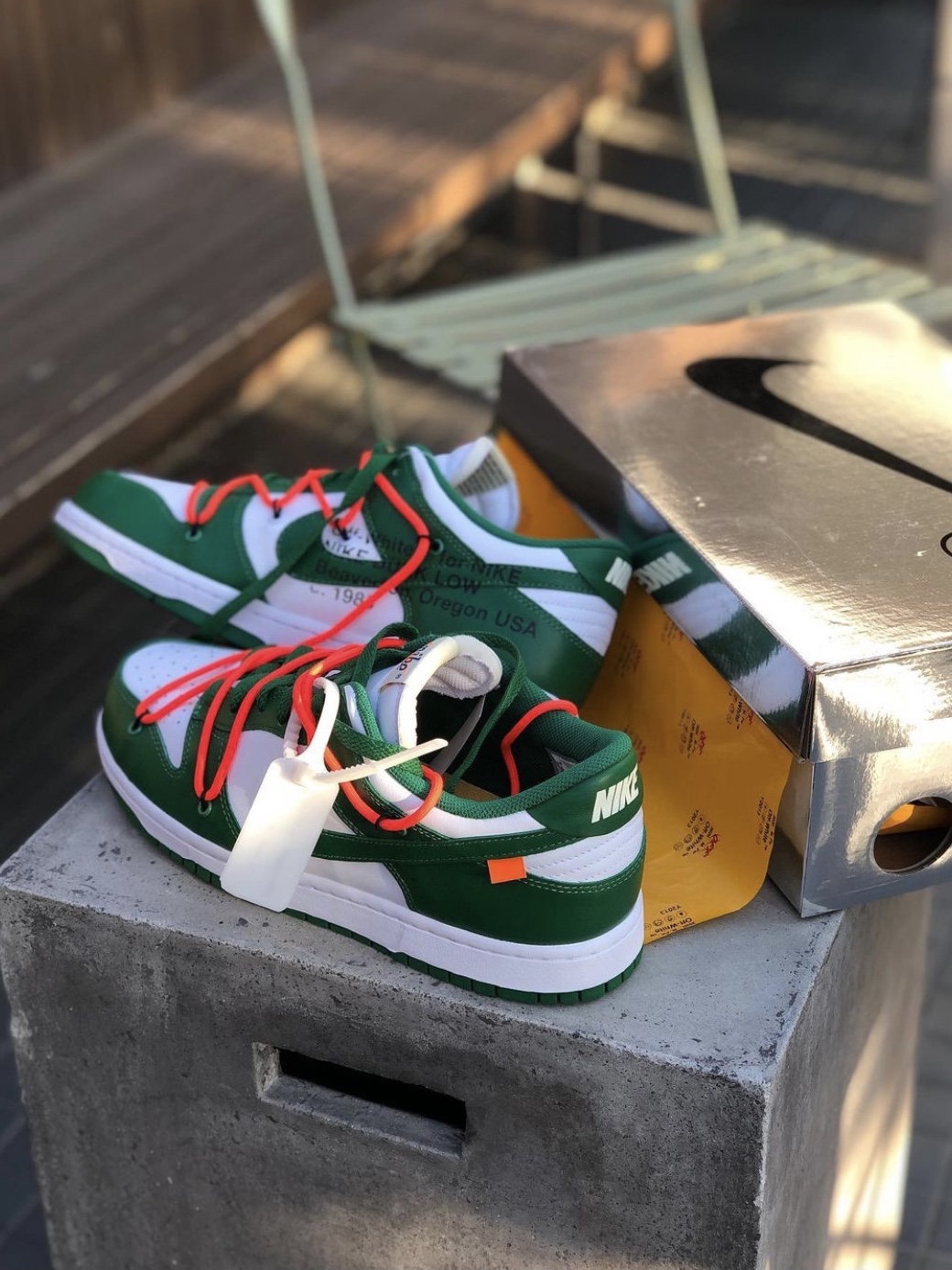 Nike x Off-White Dunk Low Pine Green 착용 스타일 - 2