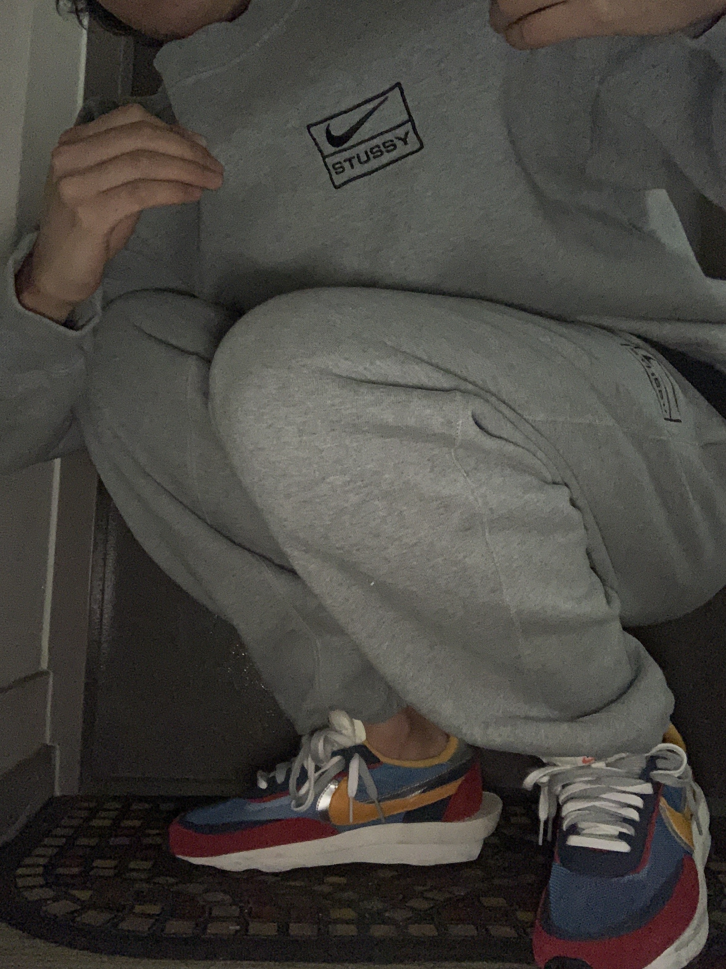Nike x Stussy NRG BR Crew Fleece Grey, Nike x Stussy NRG BR Fleece Pants Grey 착용 스타일