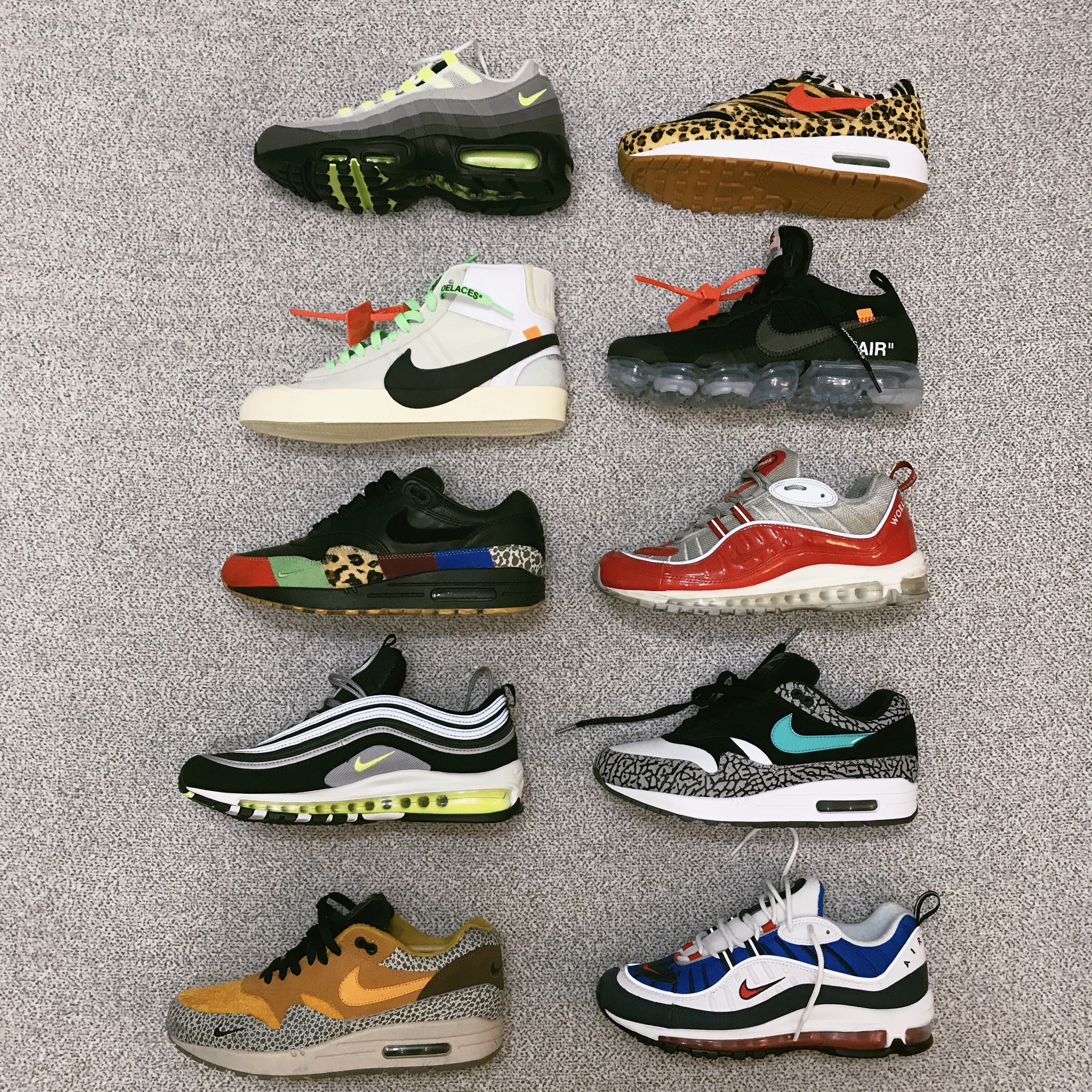 NIke x Atmos Air Max 1 Elephant 2017, Nike Air Max 95 OG Neon Yellow 2020 착용 스타일