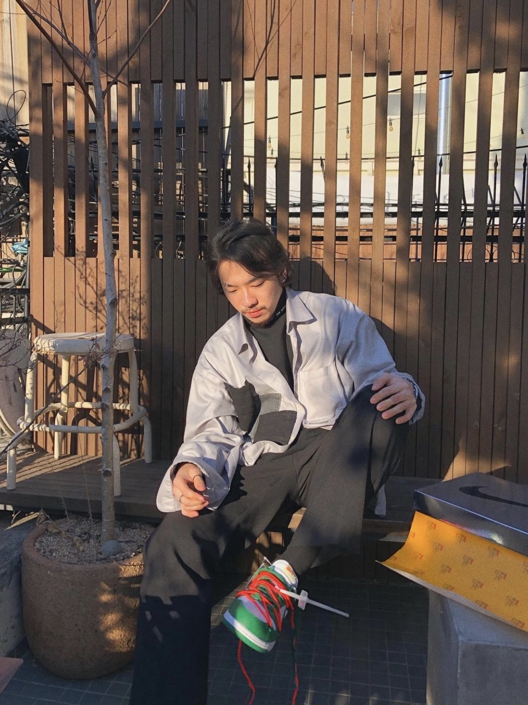 Nike x Off-White Dunk Low Pine Green 착용 스타일 - 3