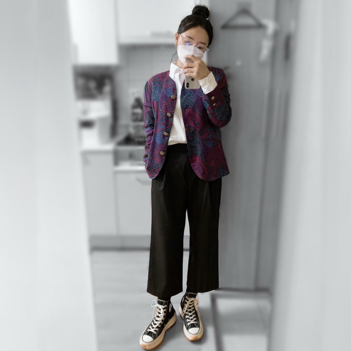 Converse x JW Anderson Run Star Hike Hi Black 착용 스타일