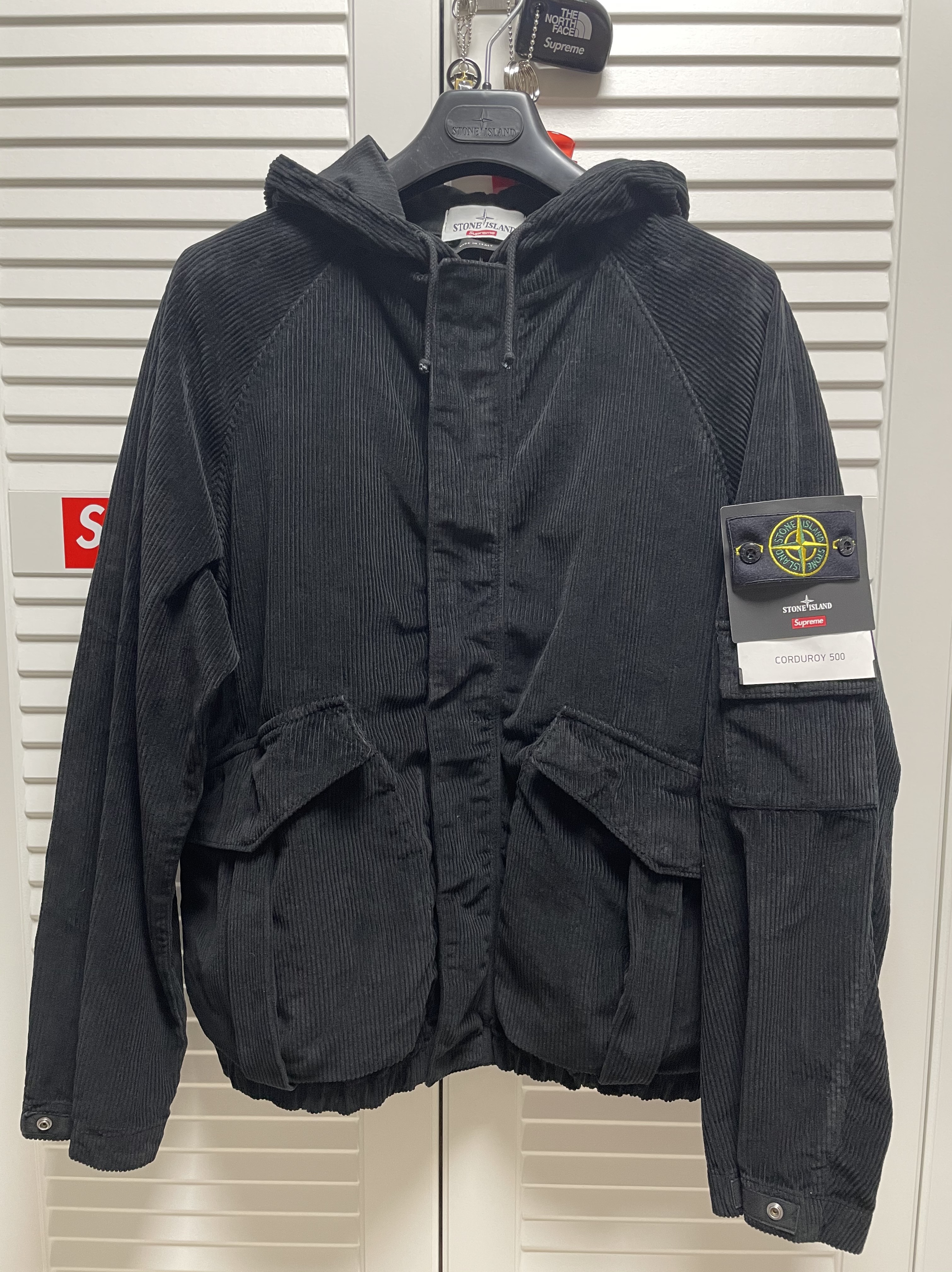 Supreme x Stone Island Corduroy Jacket Black - 20FW 착용 스타일 - 4