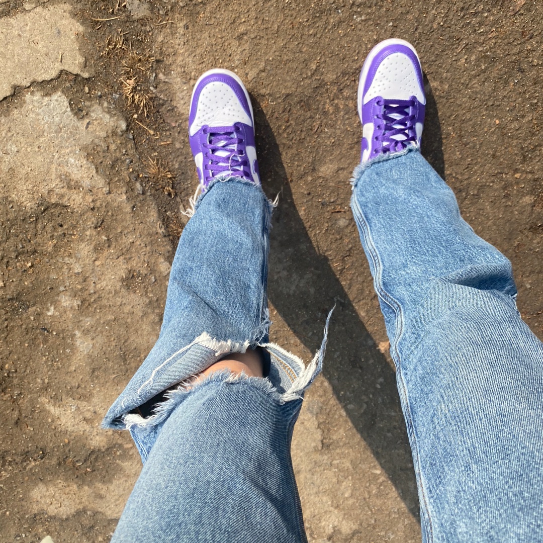 (W) Nike Dunk High SP Varsity Purple 착용 스타일