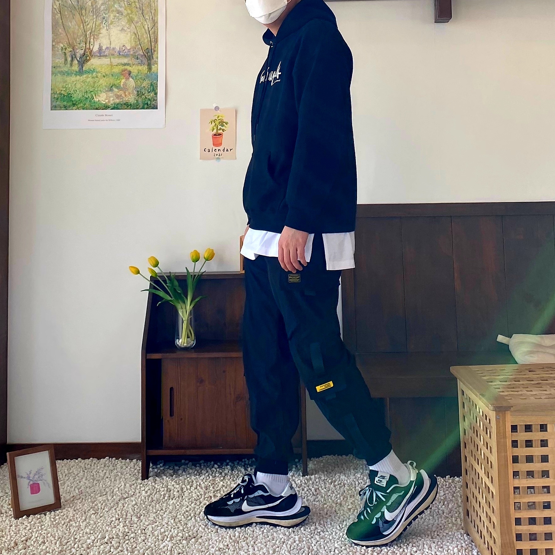 Nike x Sacai VaporWaffle Black White 착용 스타일